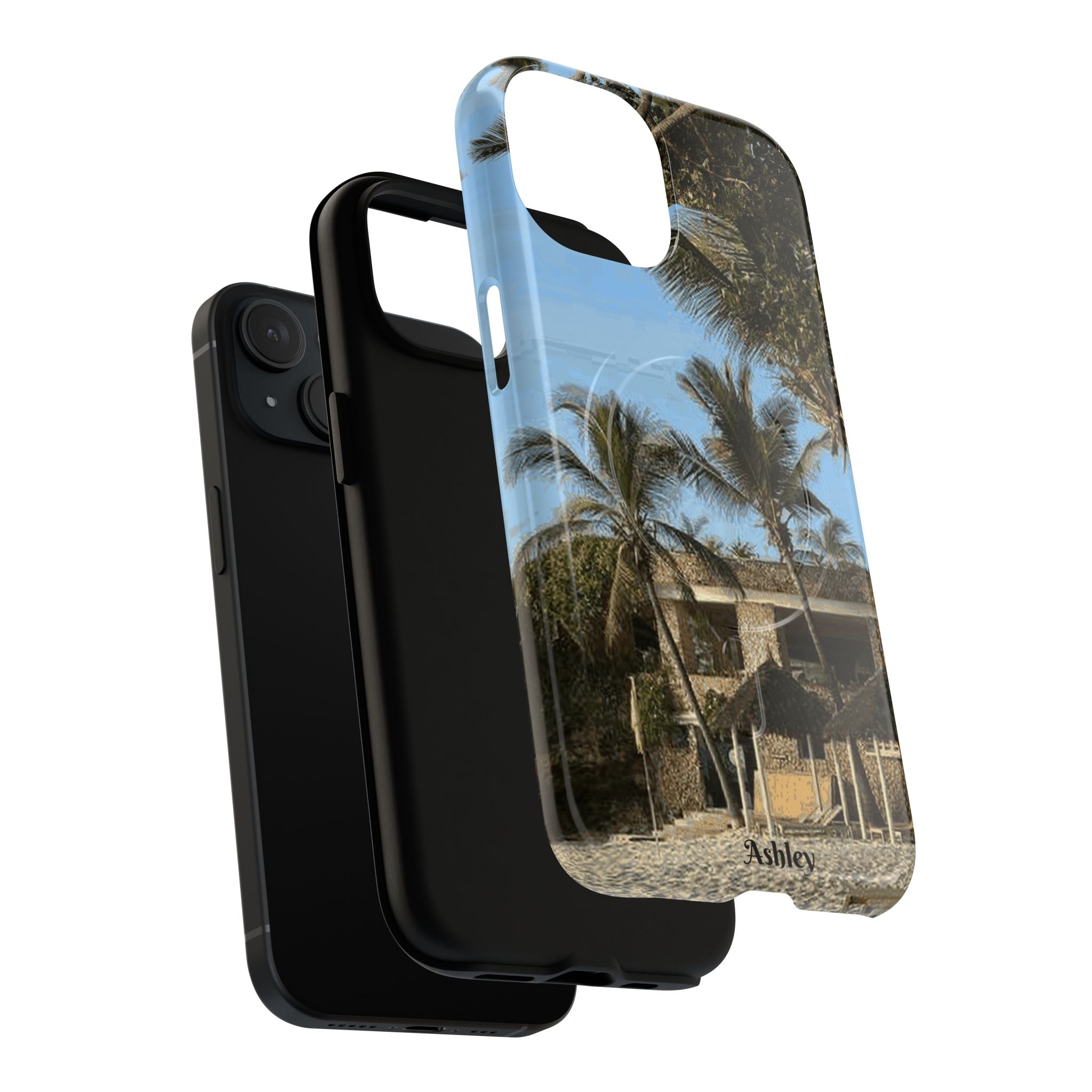 Tropical Palm Beach Magnetic Phone Case — Customizable 'Ashley' Seaside Design