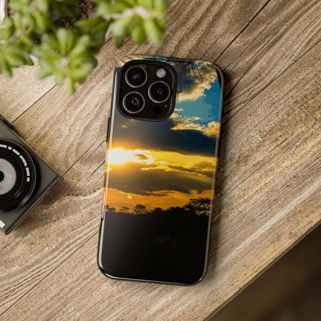 Sunset Sky Tough Phone Case – Durable Protective Phone Cover with Golden Clouds Design