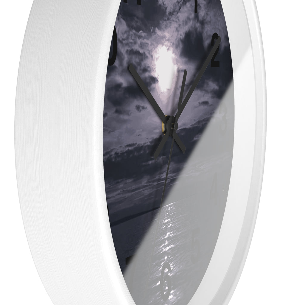 Moonlit Ocean Wall Clock — Moody Nautical Nightscape Clock