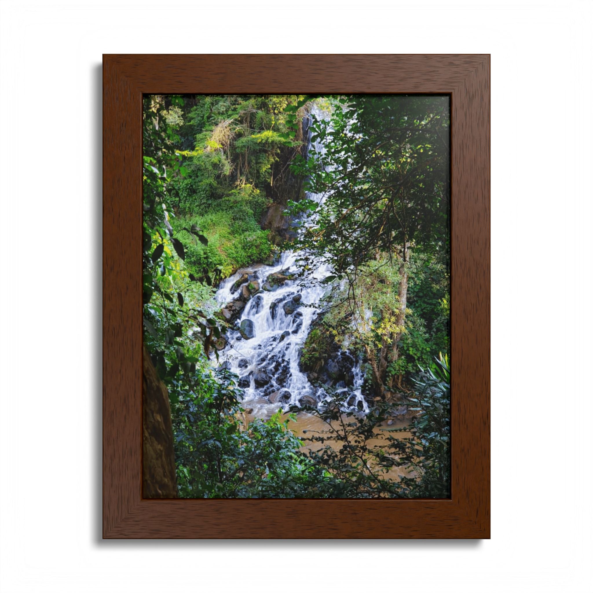 Waterfall Framed Poster — Lush Forest Nature Wall Art