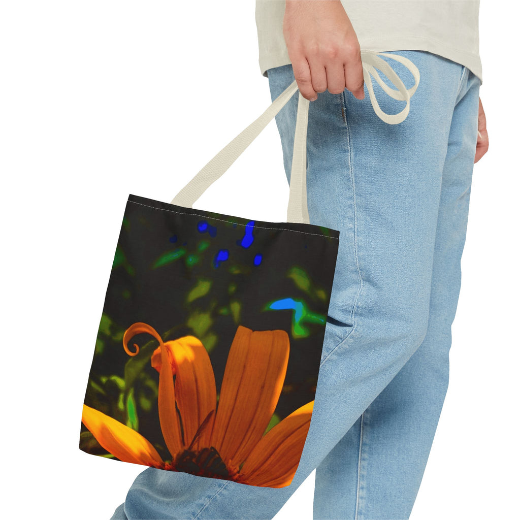 Floral Sunset Tote Bag — Vibrant Orange Daisy All-Over Print