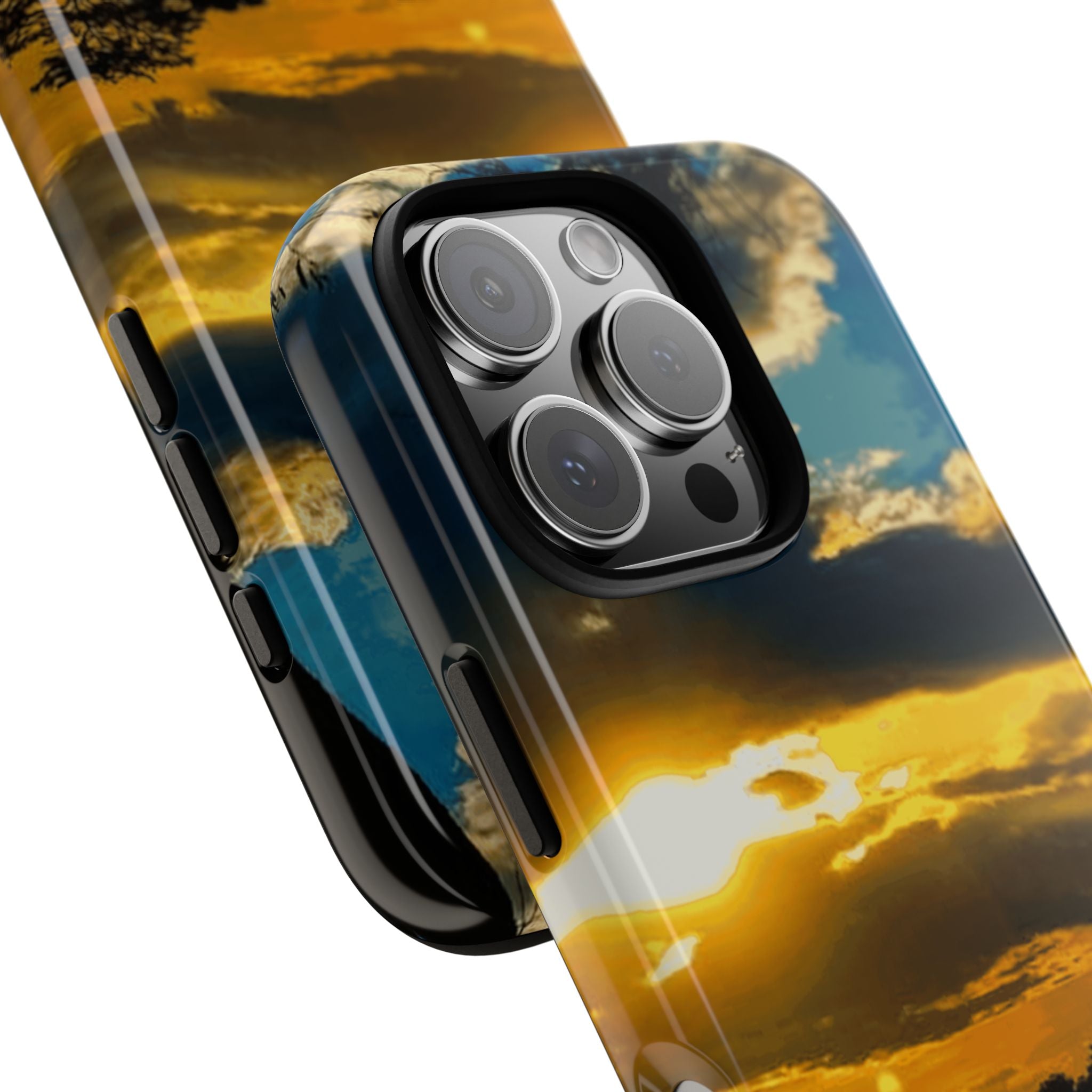 Sunset Sky Tough Phone Case – Durable Protective Phone Cover with Golden Clouds Design