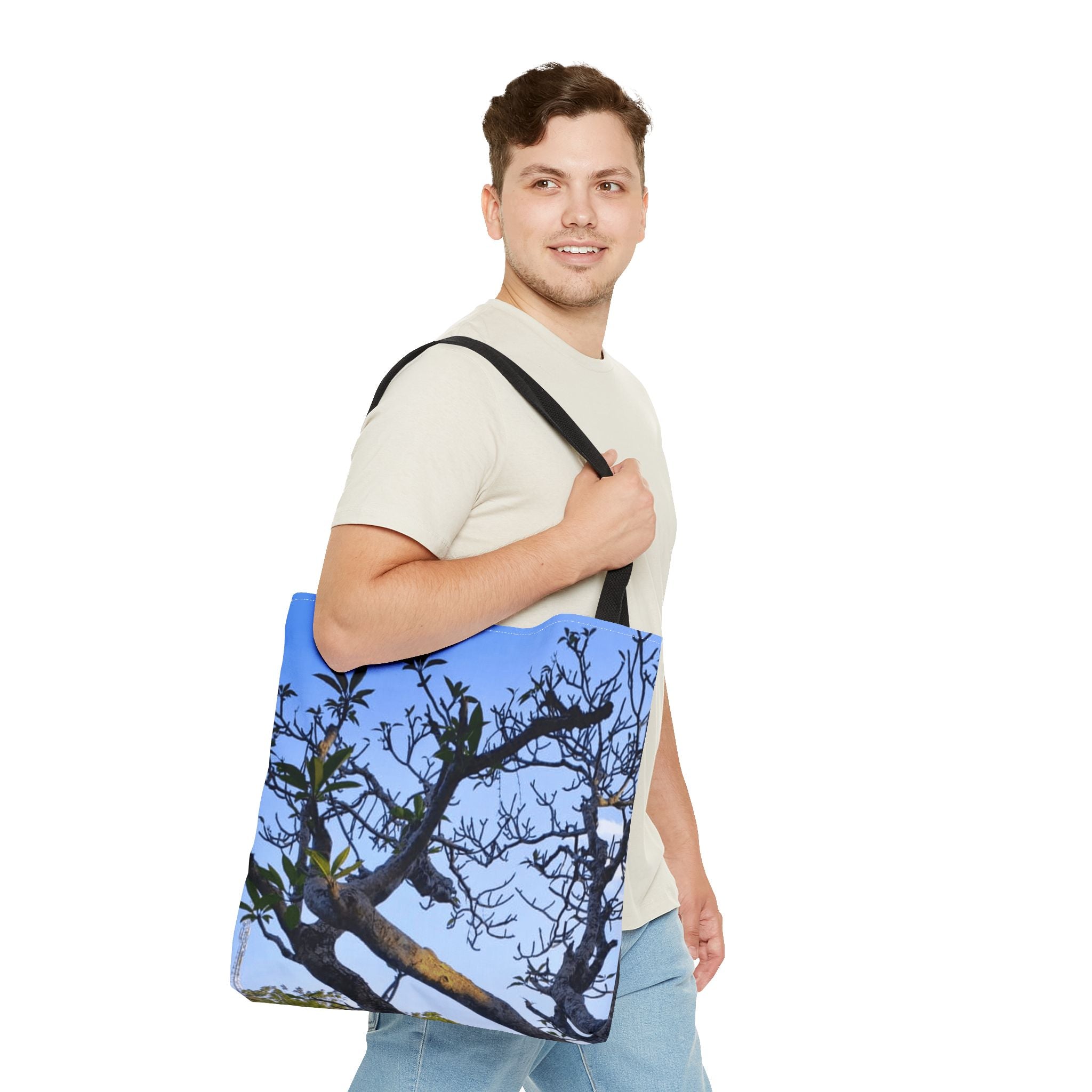 Nature Photo Tote Bag – Scenic Tree & Waterfall All-Over Print
