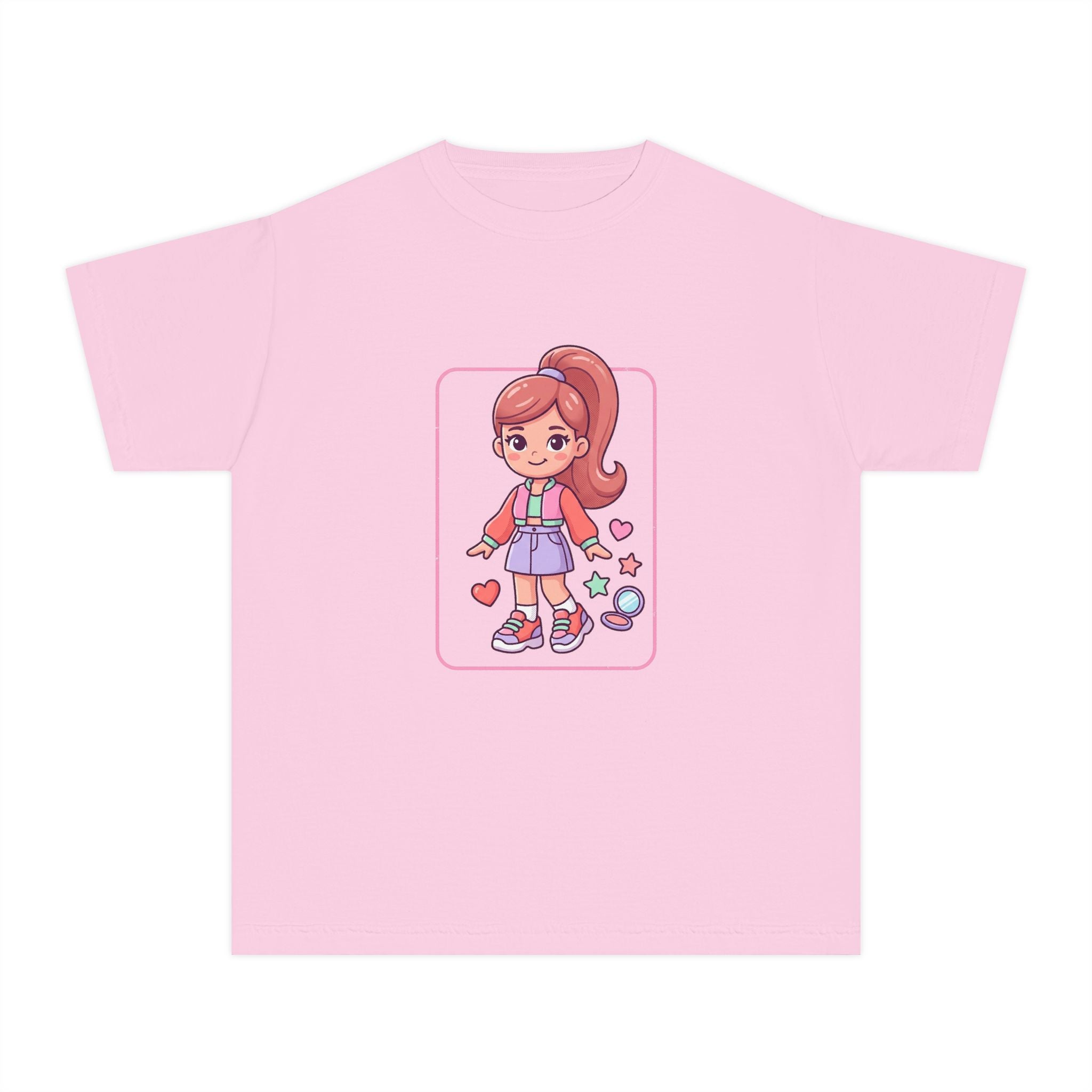 Cute Gamer Girl Youth Tee — Kawaii Cartoon Character Shirt for Kids