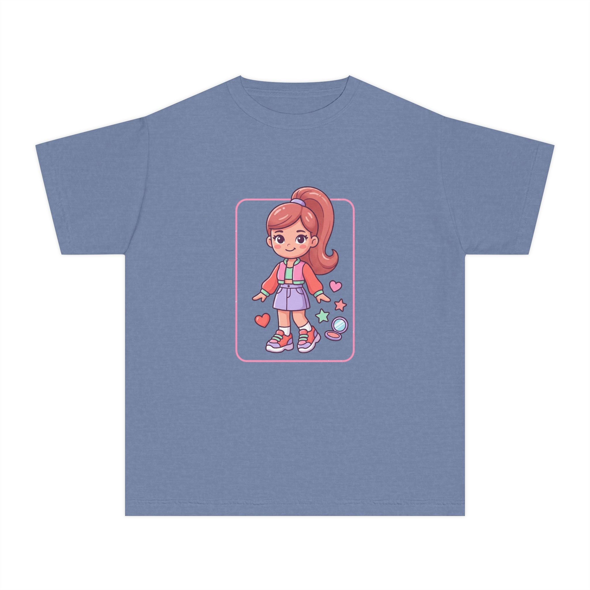 Cute Gamer Girl Youth Tee — Kawaii Cartoon Character Shirt for Kids