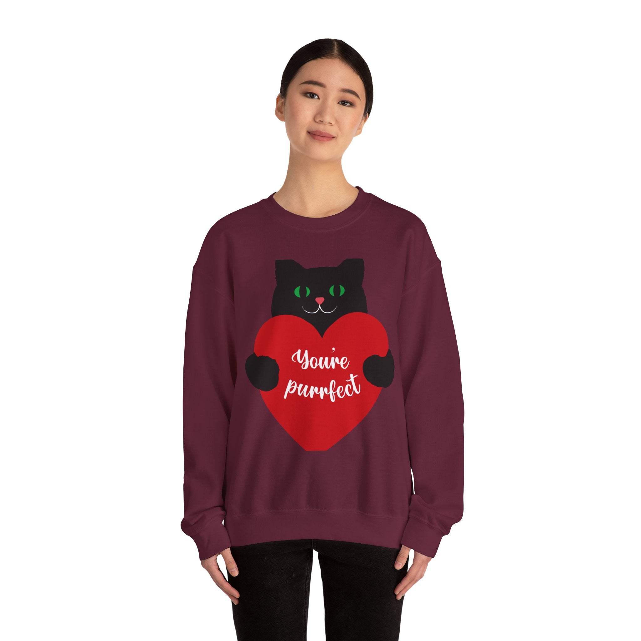 Cat Valentine Sweatshirt - "You're Purrfect" Heart Graphic