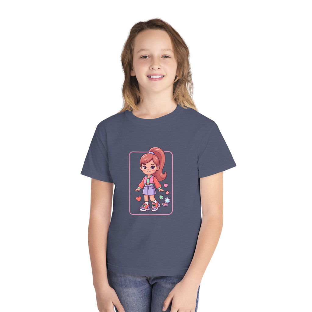 Cute Gamer Girl Youth Tee — Kawaii Cartoon Character Shirt for Kids