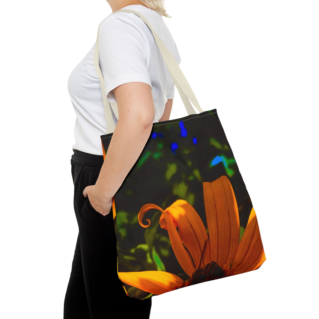 Floral Sunset Tote Bag — Vibrant Orange Daisy All-Over Print