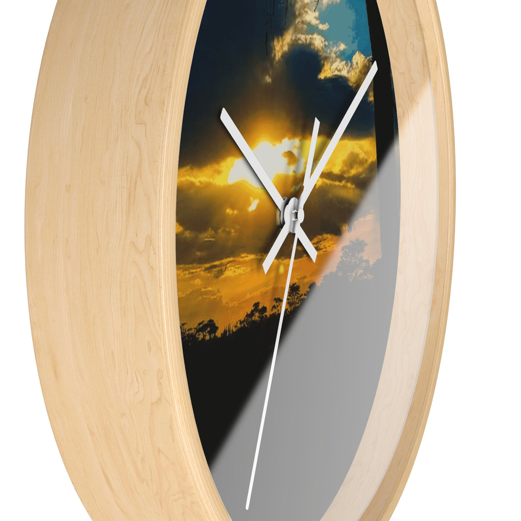 Sunset Silhouette Wall Clock — Golden Sky Decorative Clock
