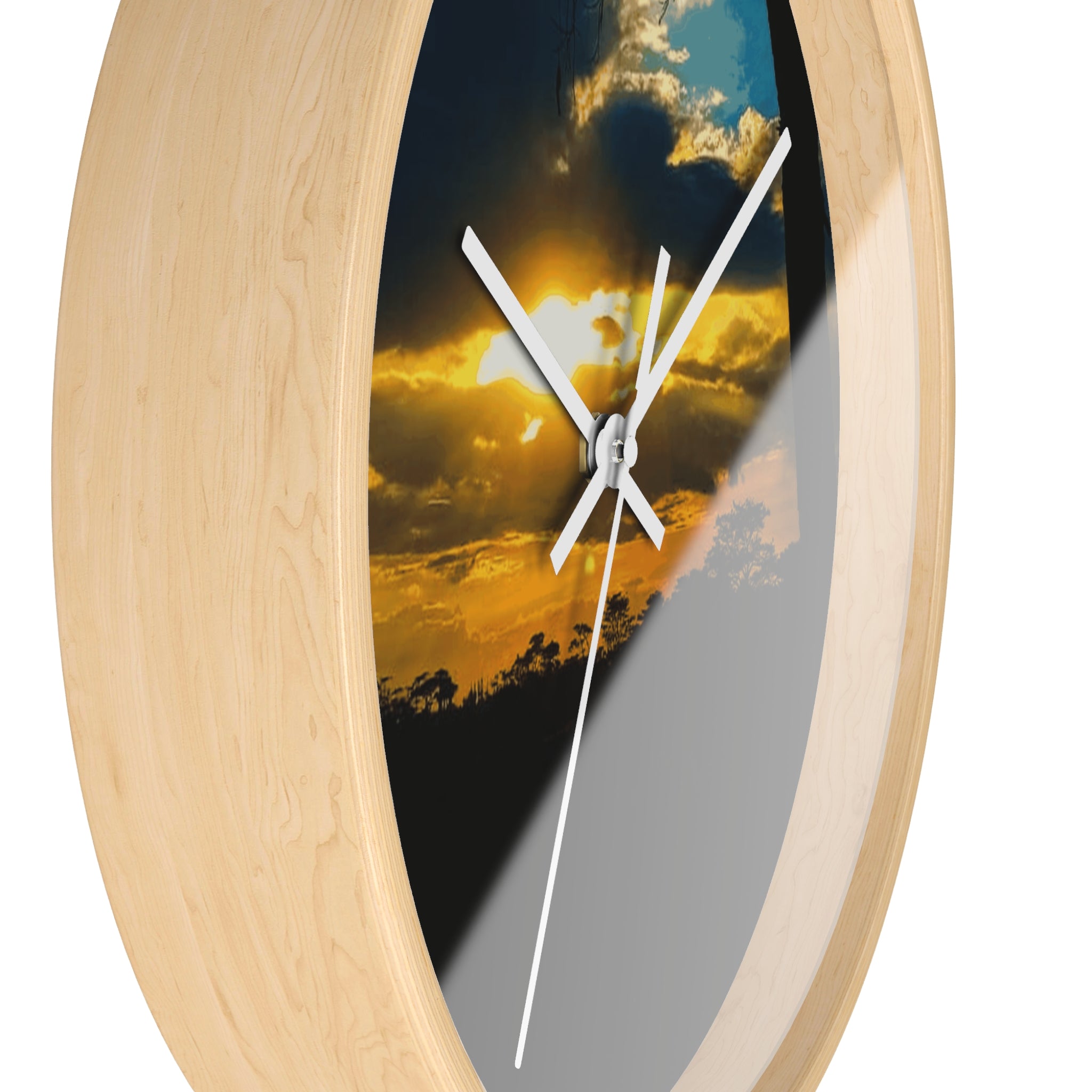 Sunset Silhouette Wall Clock — Golden Sky Decorative Clock