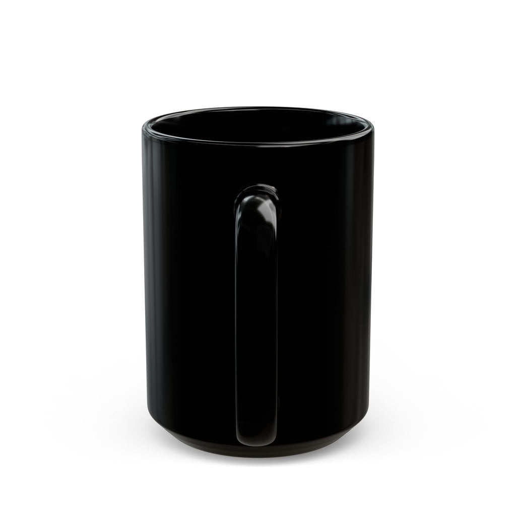 Black Ceramic Mug with Gold FS Monogram — Elegant Luxury Coffee Cup (11oz/15oz)