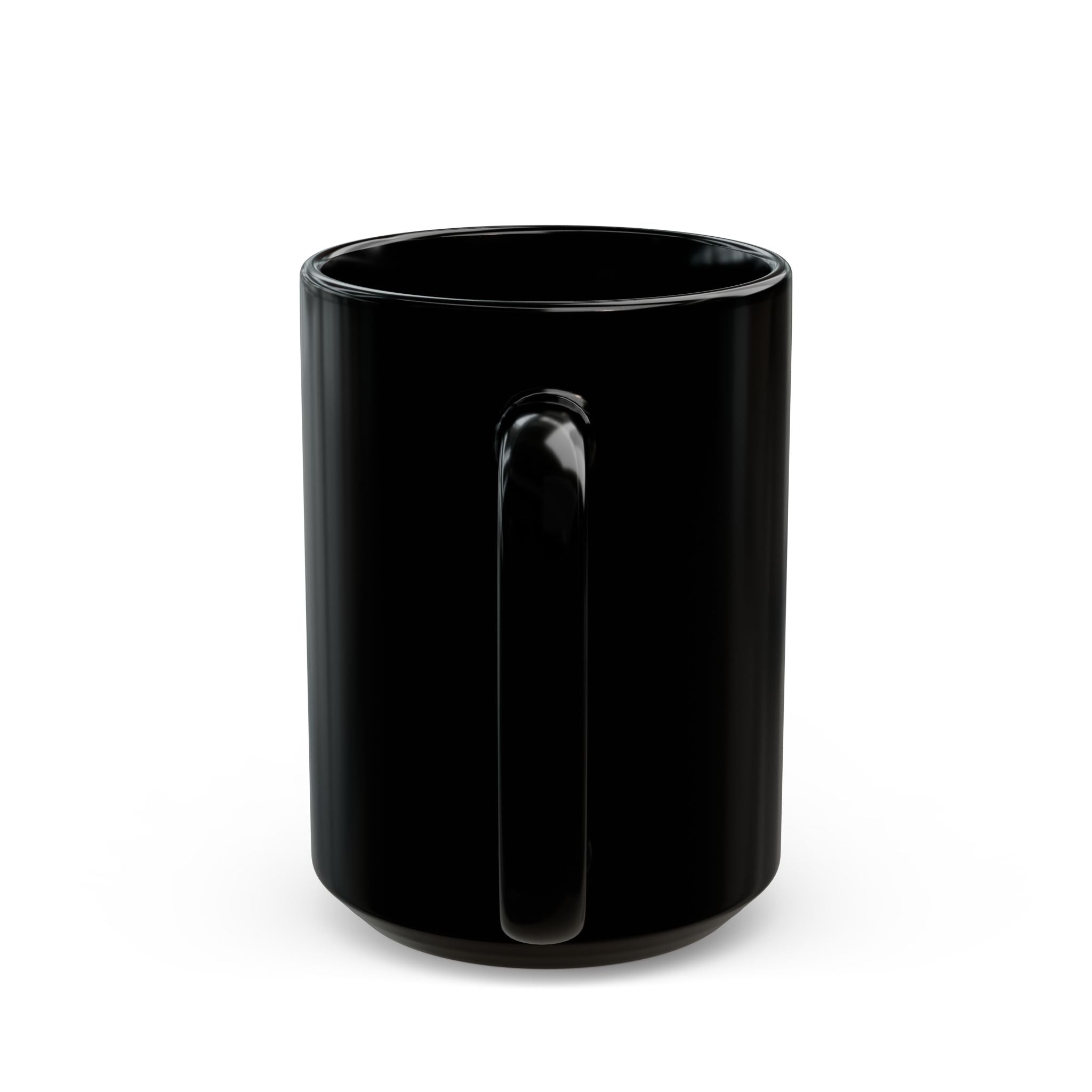 Black Ceramic Mug with Gold FS Monogram — Elegant Luxury Coffee Cup (11oz/15oz)