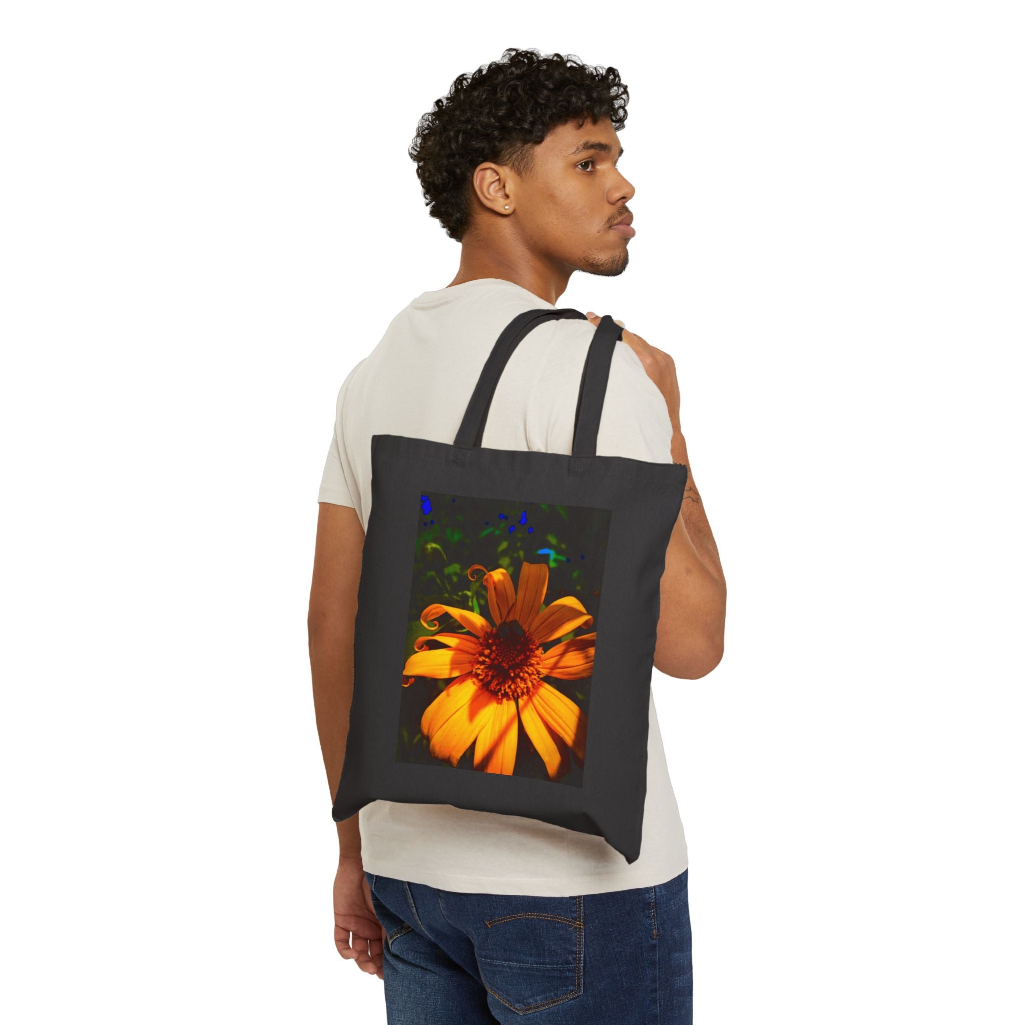 Tote Bag — Vibrant Orange Daisy Floral Canvas Tote (Eco-Friendly Beach & Market Bag)