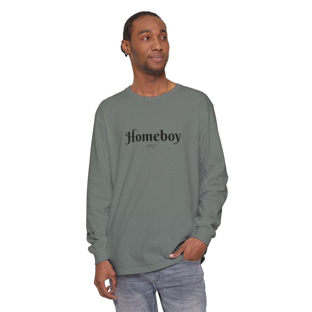 Homeboy Long Sleeve Tee — Vintage Script Logo White Shirt