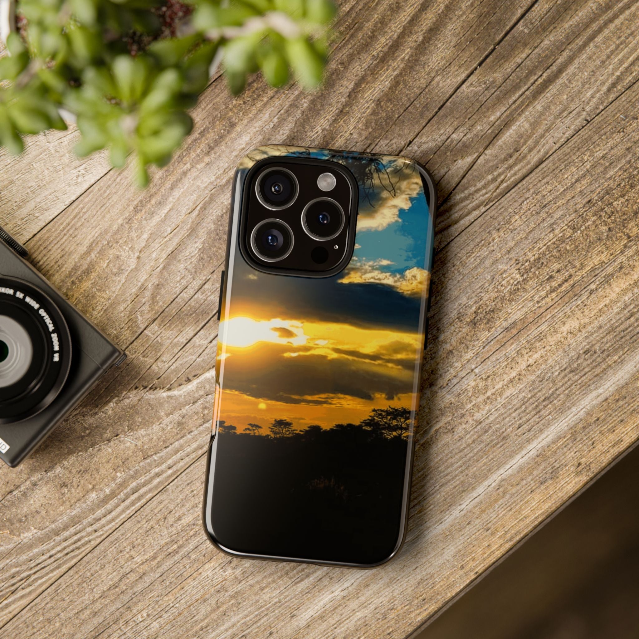 Sunset Sky Tough Phone Case – Durable Protective Phone Cover with Golden Clouds Design
