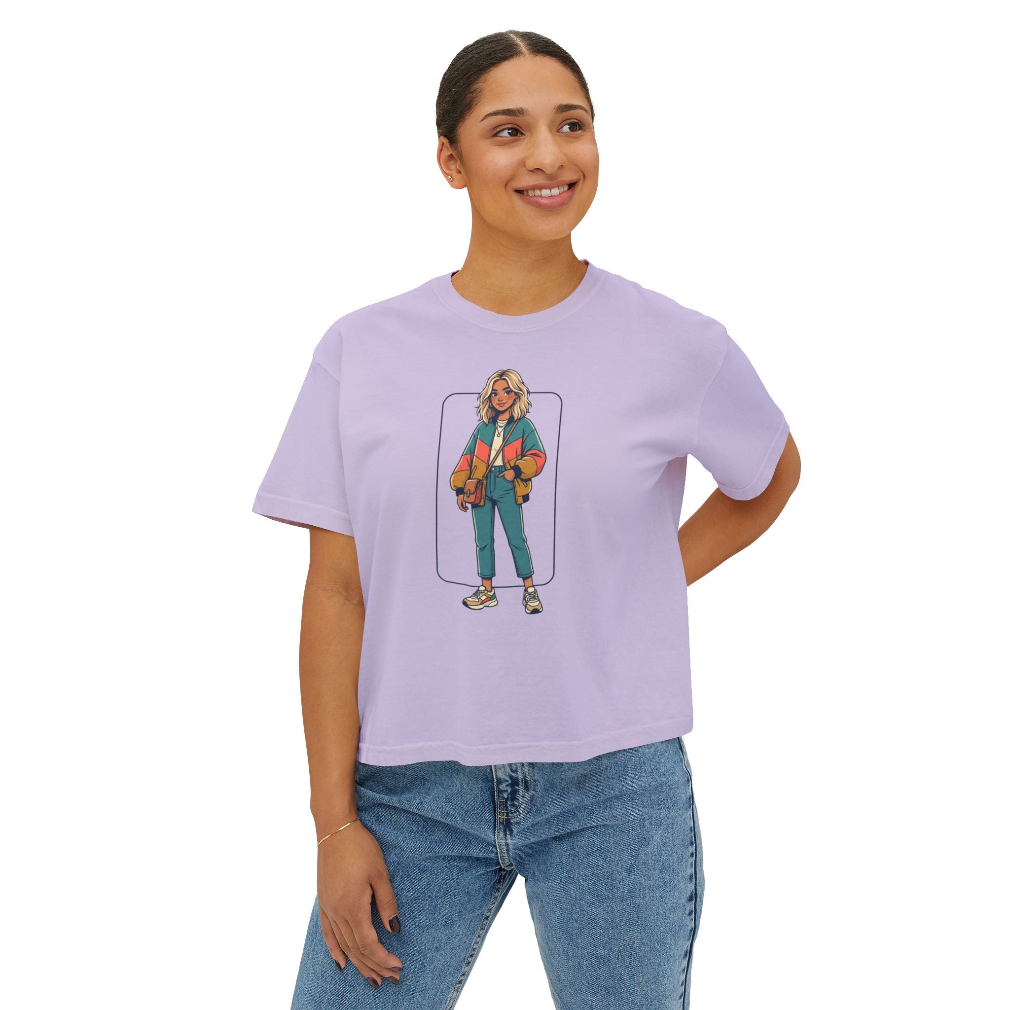 Boxy Tee — Retro Street Style Girl Graphic Shirt