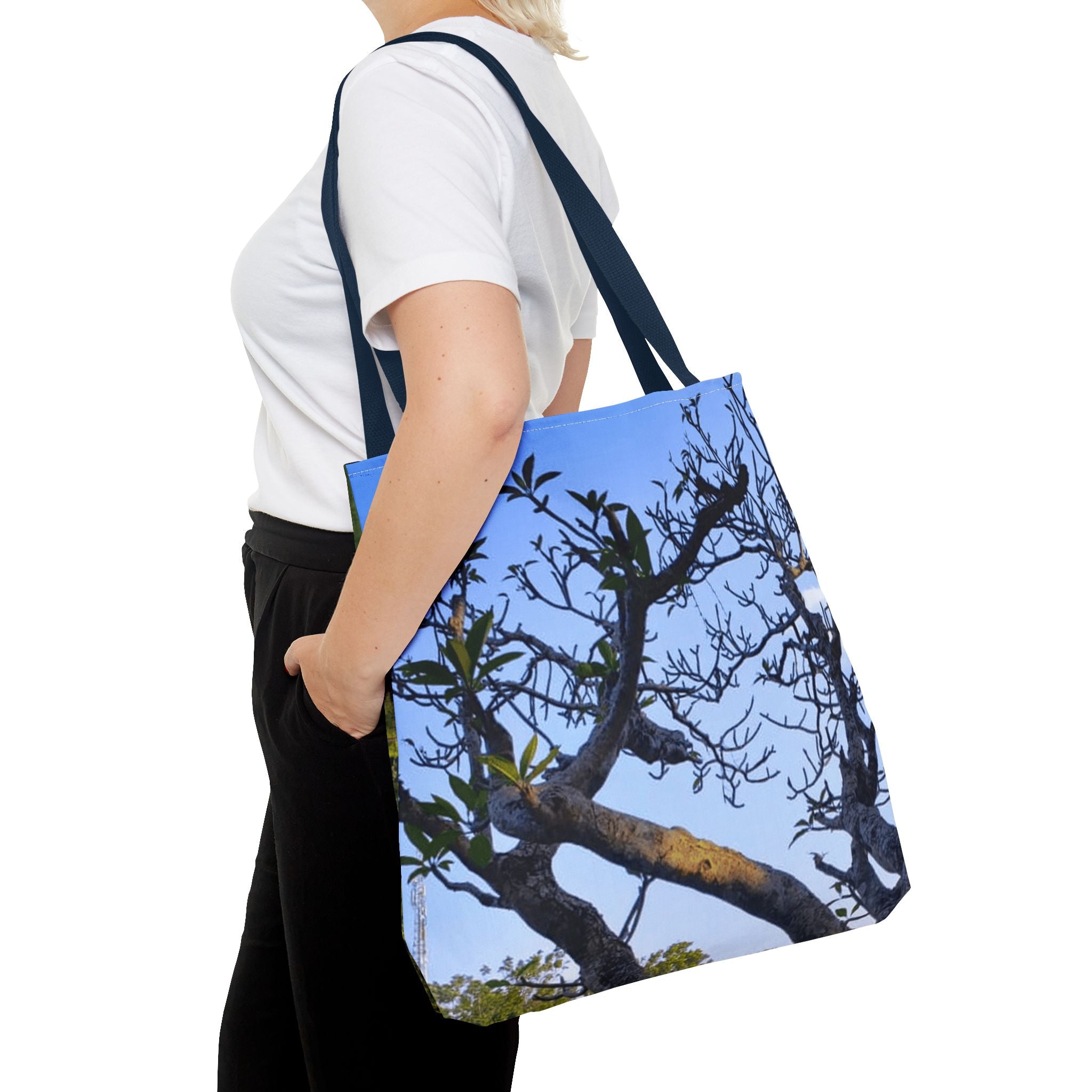 Nature Photo Tote Bag – Scenic Tree & Waterfall All-Over Print