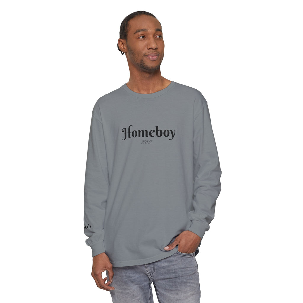 Homeboy Long Sleeve Tee — Vintage Script Logo White Shirt