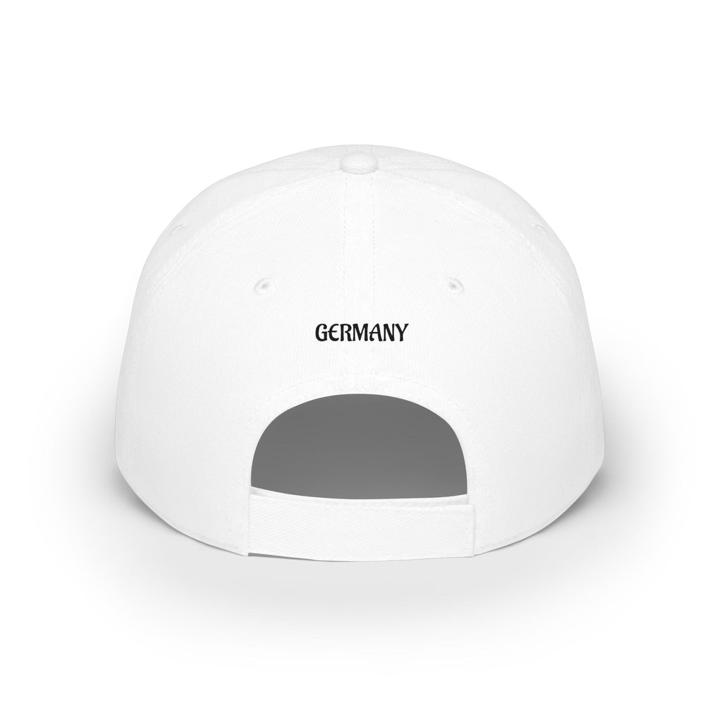 Germany Crest Football Cap — Red Low Profile Hat with Eagle Emblem & Stars