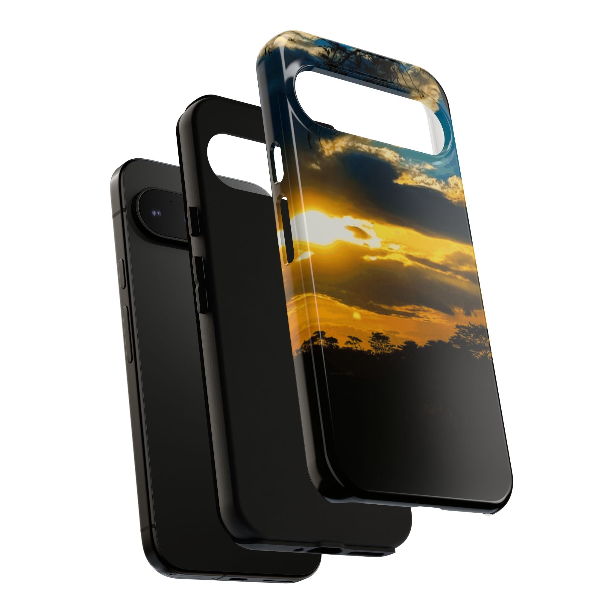 Sunset Sky Tough Phone Case – Durable Protective Phone Cover with Golden Clouds Design