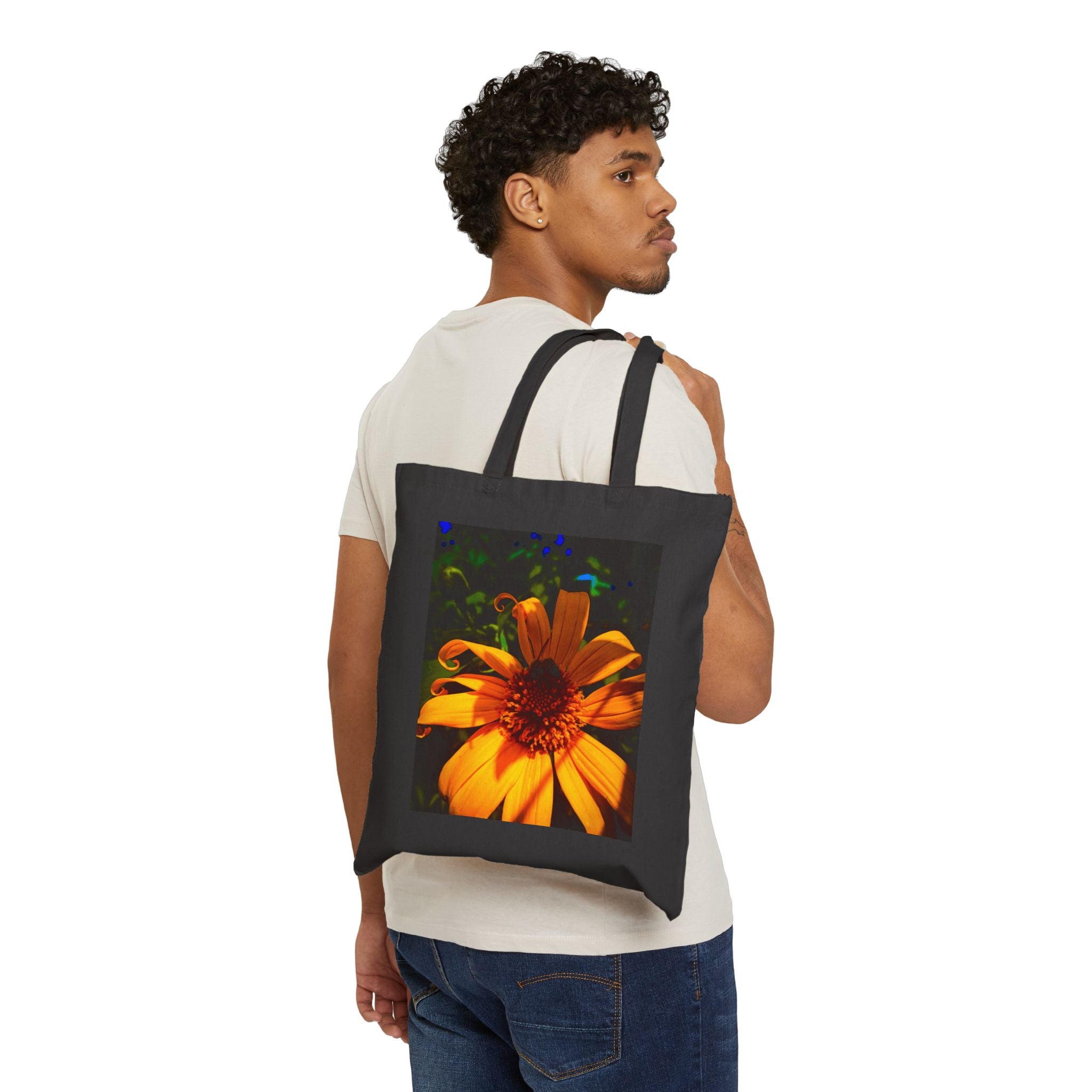 Tote Bag — Vibrant Orange Daisy Floral Canvas Tote (Eco-Friendly Beach & Market Bag)
