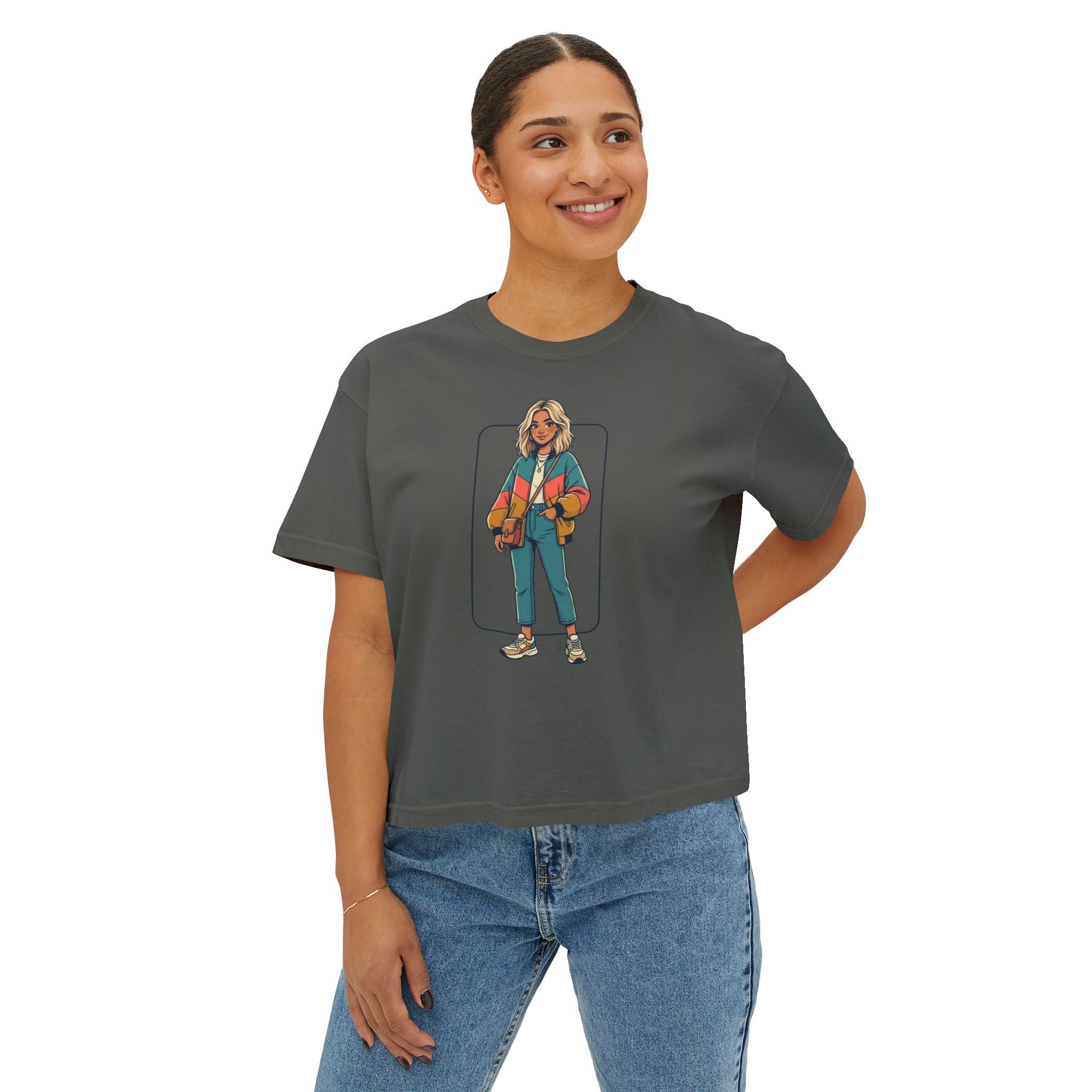 Boxy Tee — Retro Street Style Girl Graphic Shirt