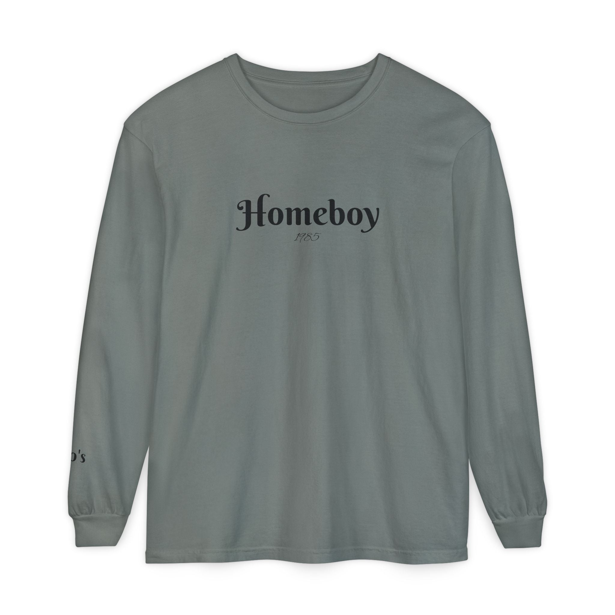 Homeboy Long Sleeve Tee — Vintage Script Logo White Shirt