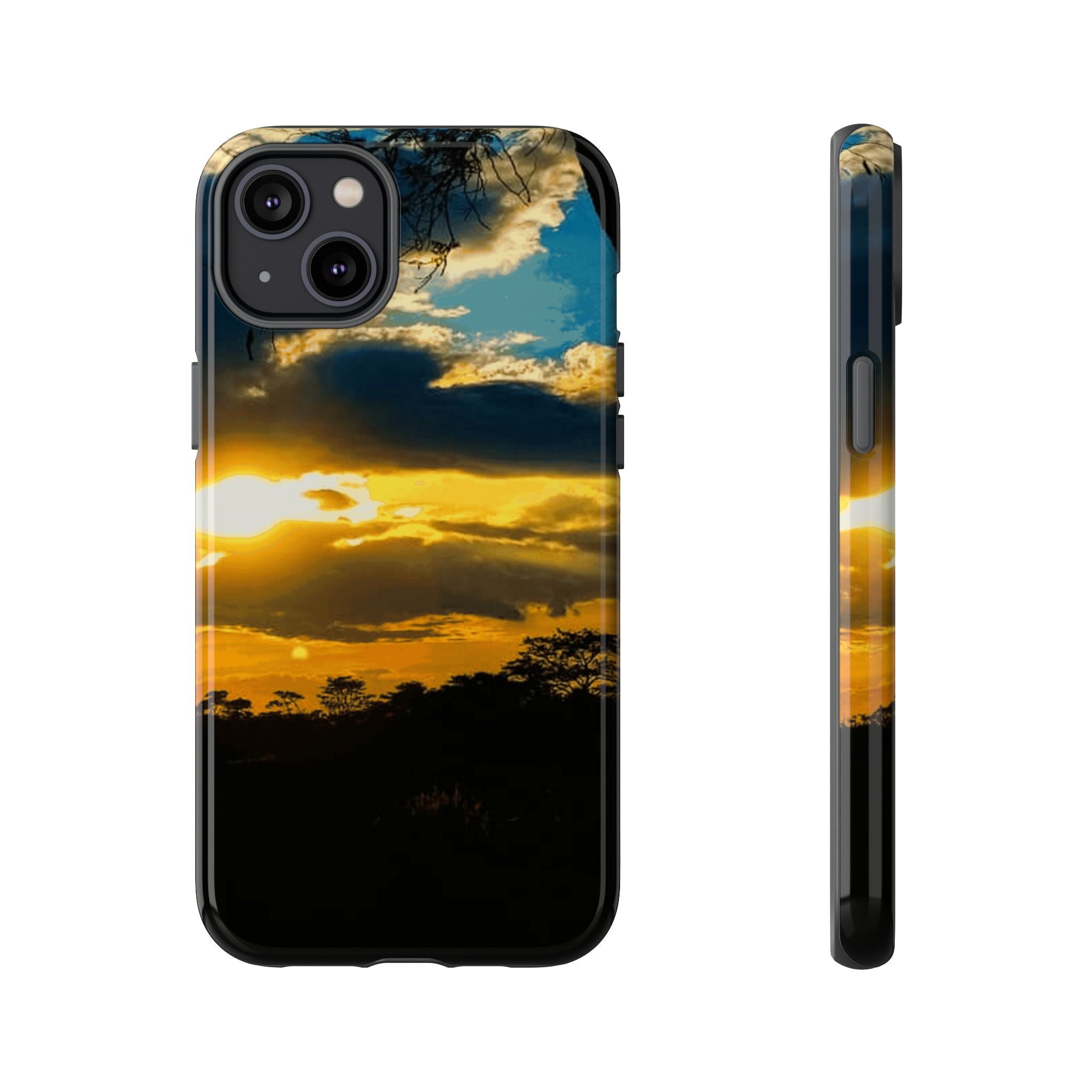 Sunset Sky Tough Phone Case – Durable Protective Phone Cover with Golden Clouds Design