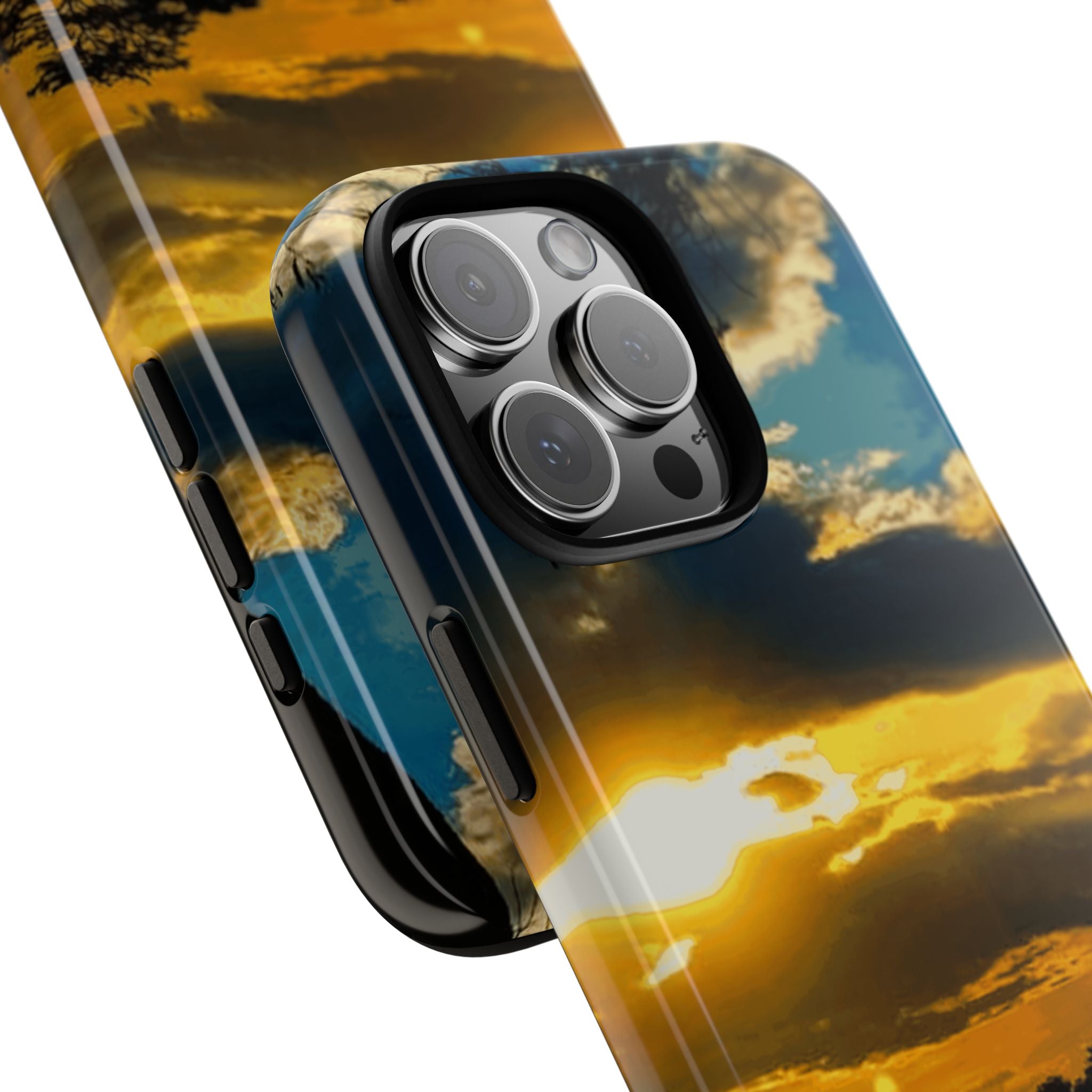 Sunset Sky Tough Phone Case – Durable Protective Phone Cover with Golden Clouds Design
