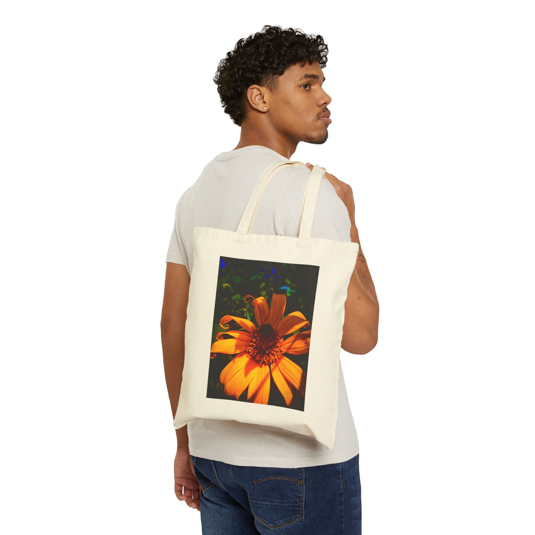 Tote Bag — Vibrant Orange Daisy Floral Canvas Tote (Eco-Friendly Beach & Market Bag)