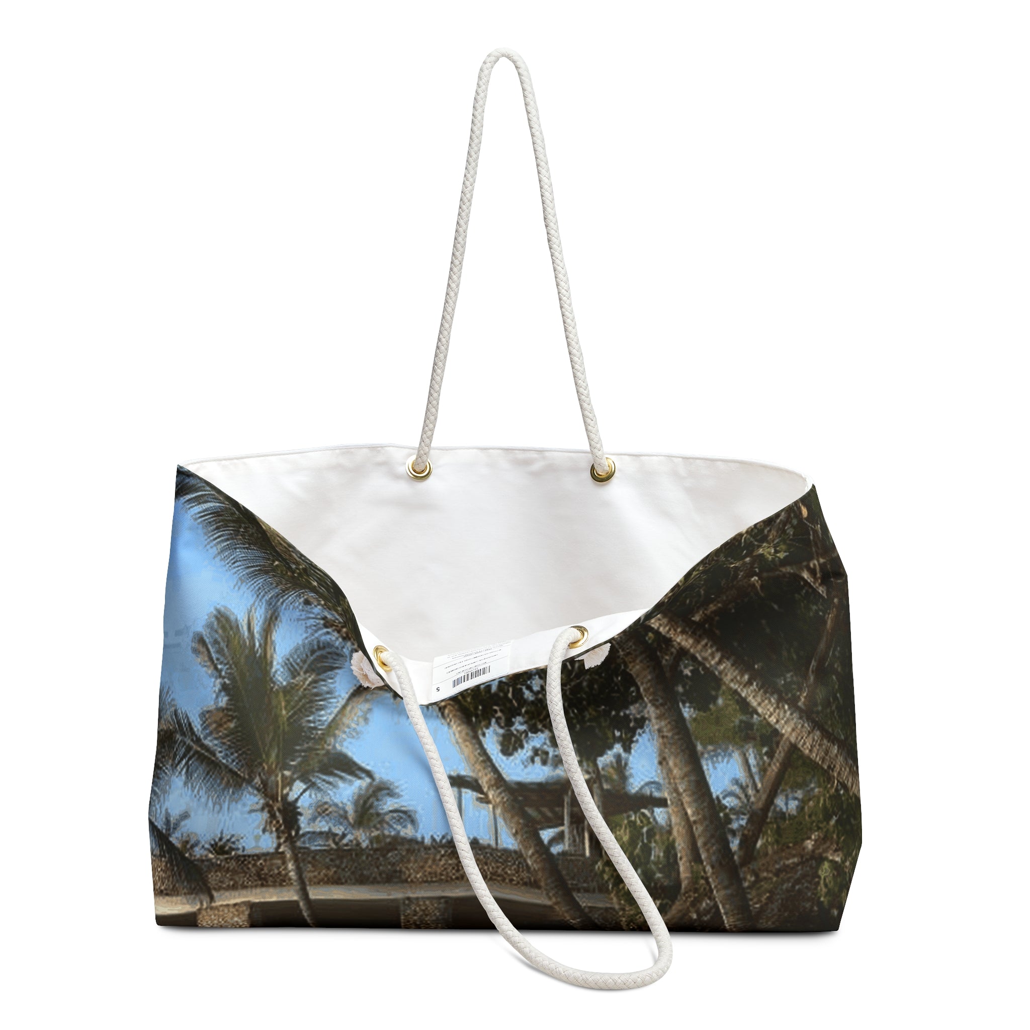 Tropical Palm Beach Weekender Bag – Large Beach Tote with Palm Tree Photo Print
