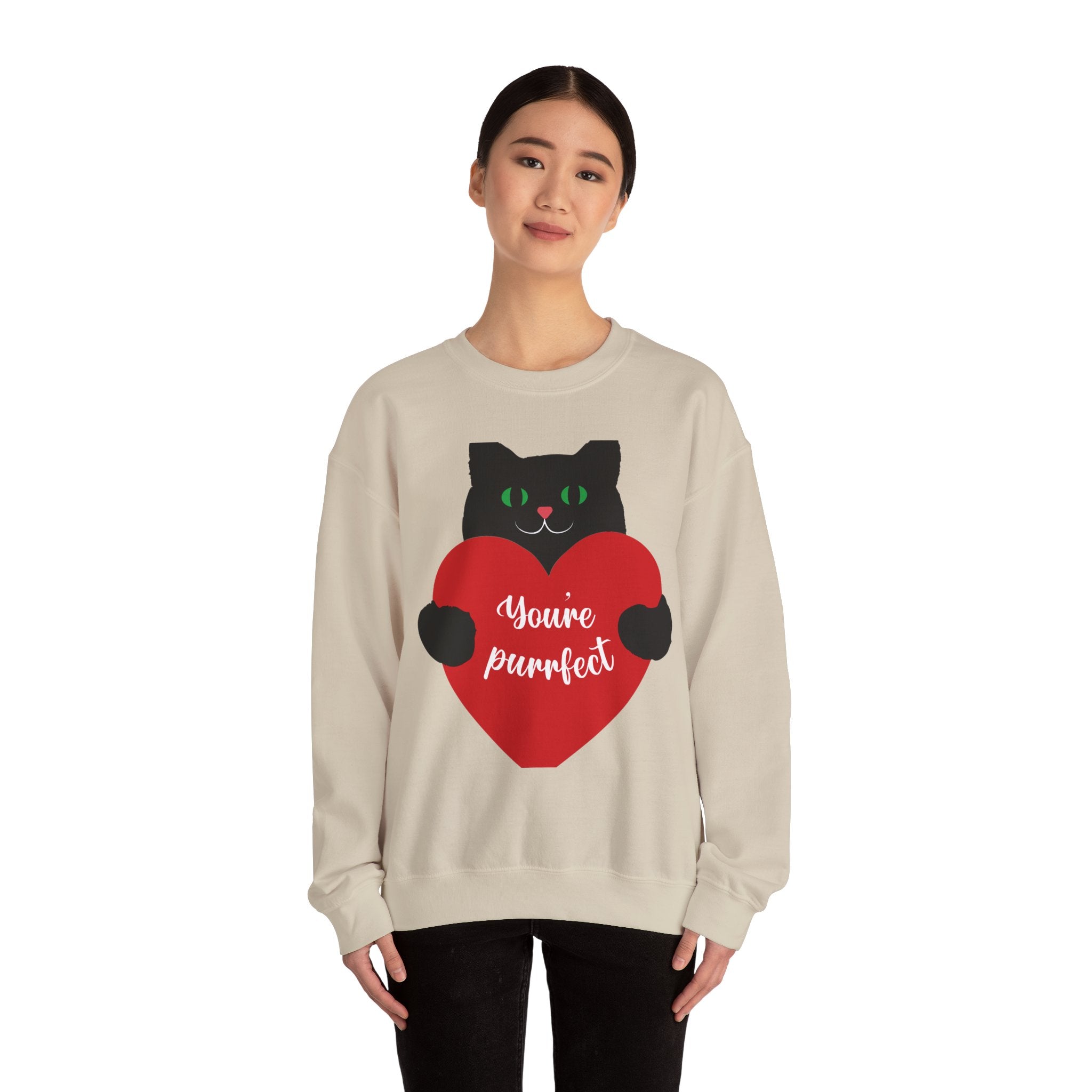 Cat Valentine Sweatshirt - "You're Purrfect" Heart Graphic