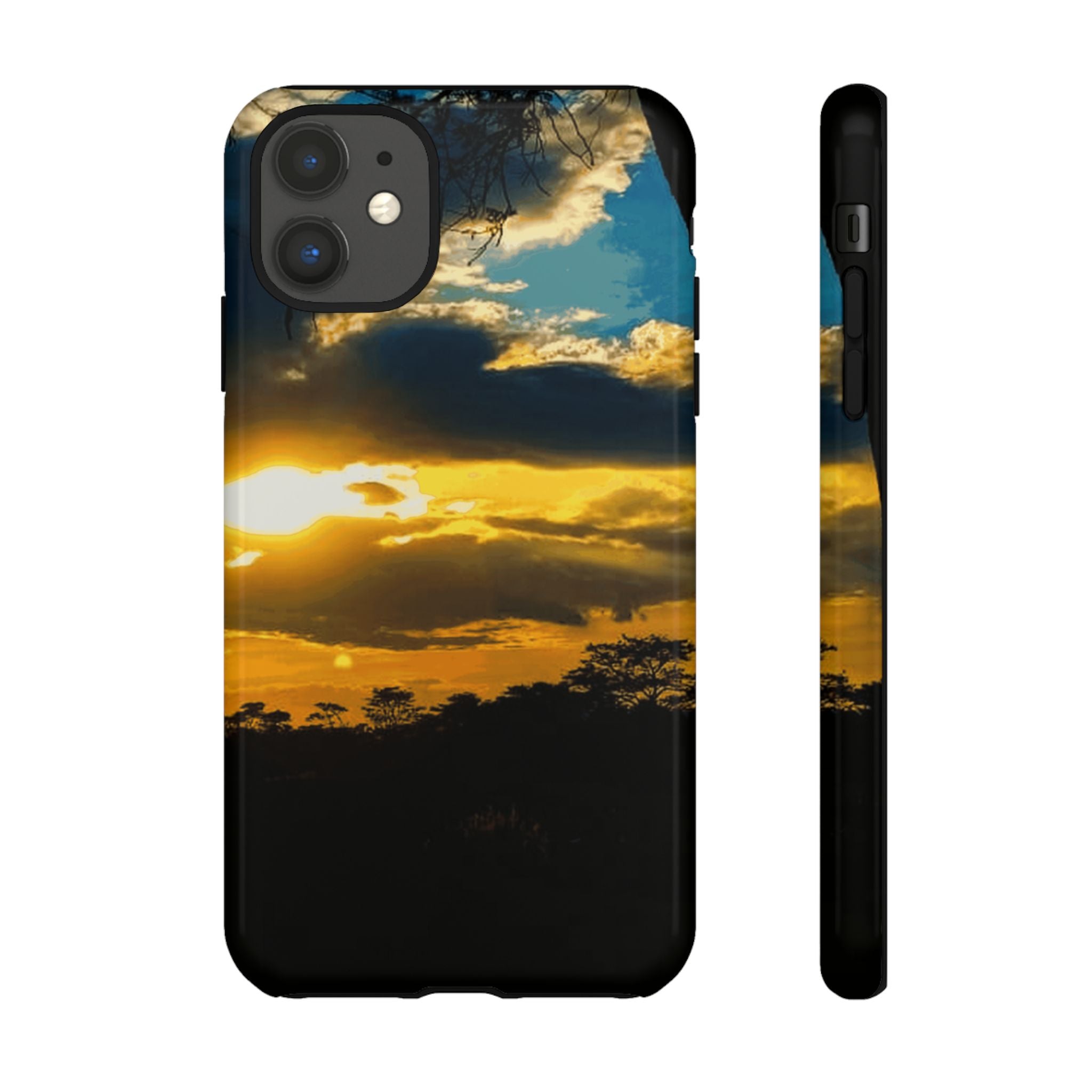 Sunset Sky Tough Phone Case – Durable Protective Phone Cover with Golden Clouds Design
