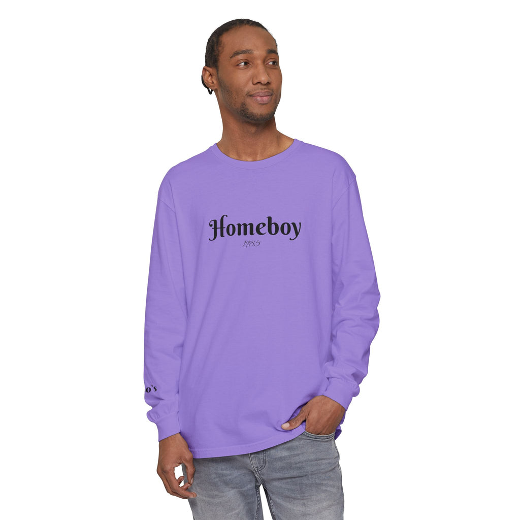 Homeboy Long Sleeve Tee — Vintage Script Logo White Shirt