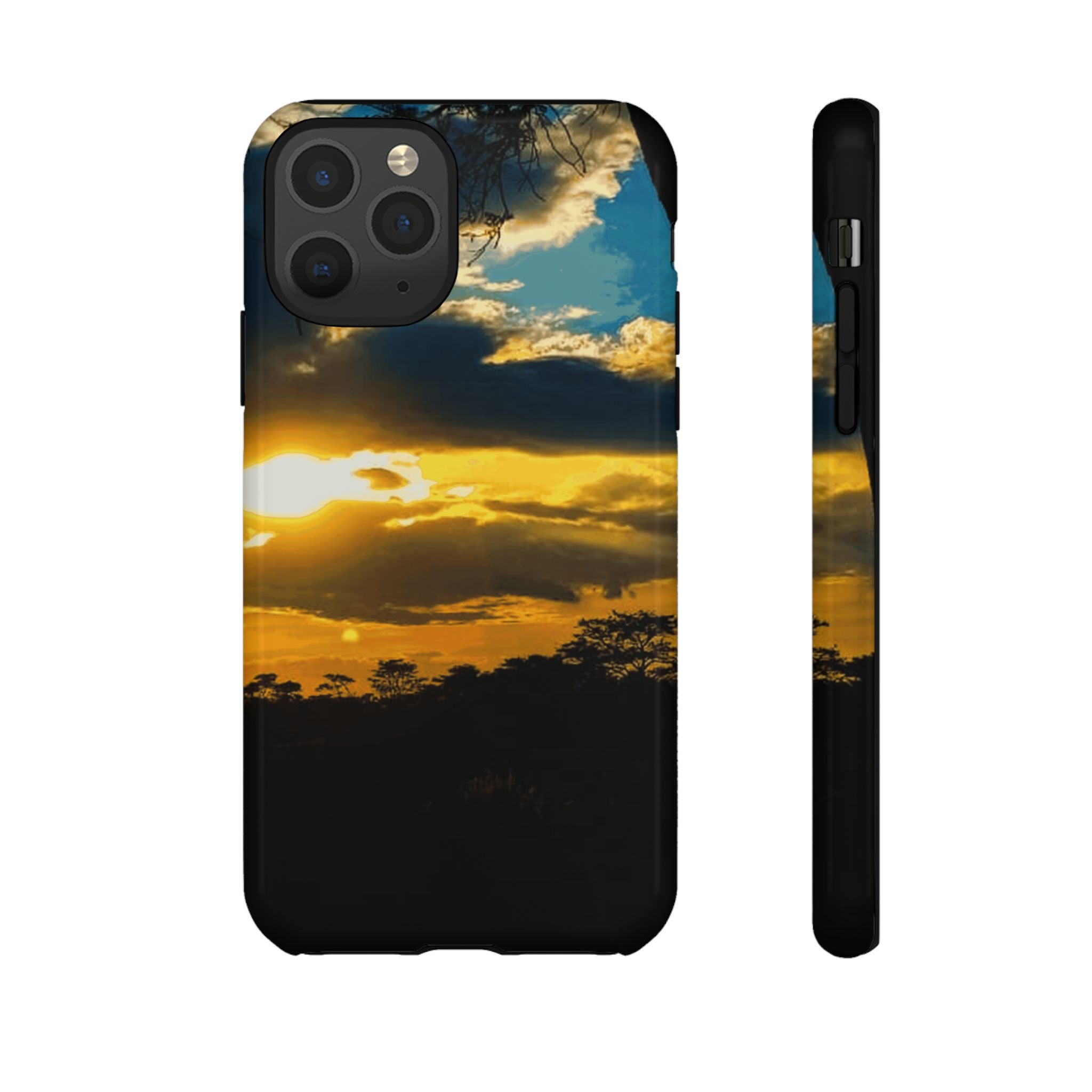 Sunset Sky Tough Phone Case – Durable Protective Phone Cover with Golden Clouds Design