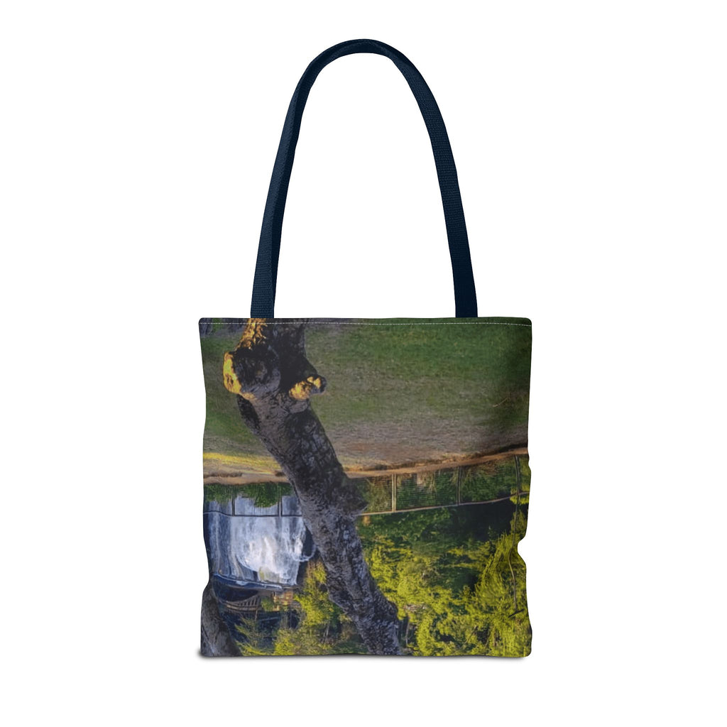 Nature Photo Tote Bag – Scenic Tree & Waterfall All-Over Print