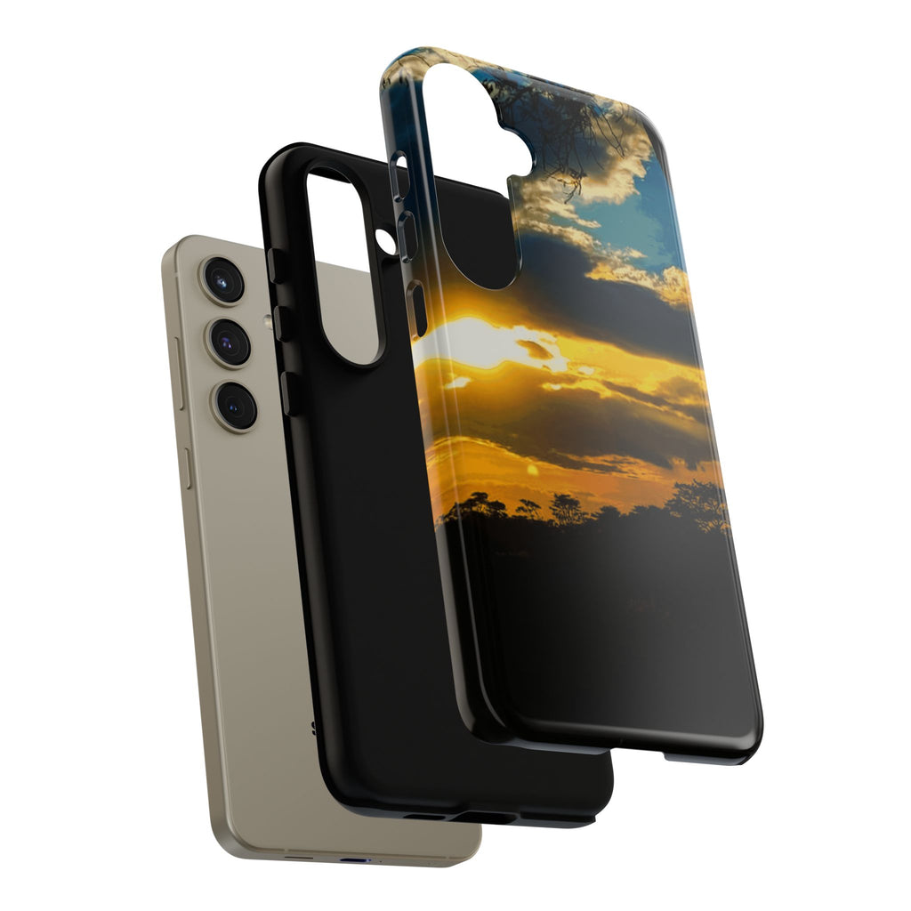 Sunset Sky Tough Phone Case – Durable Protective Phone Cover with Golden Clouds Design