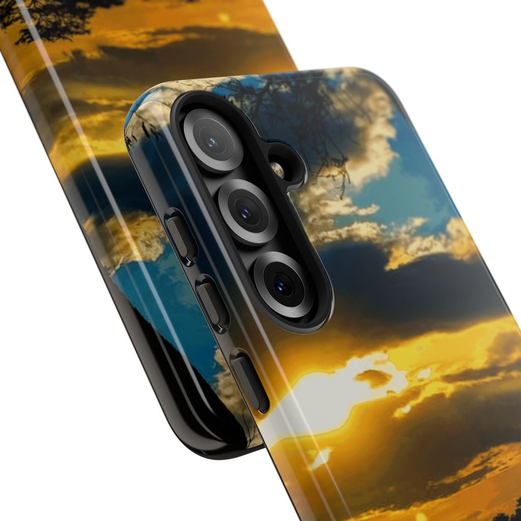 Sunset Sky Tough Phone Case – Durable Protective Phone Cover with Golden Clouds Design