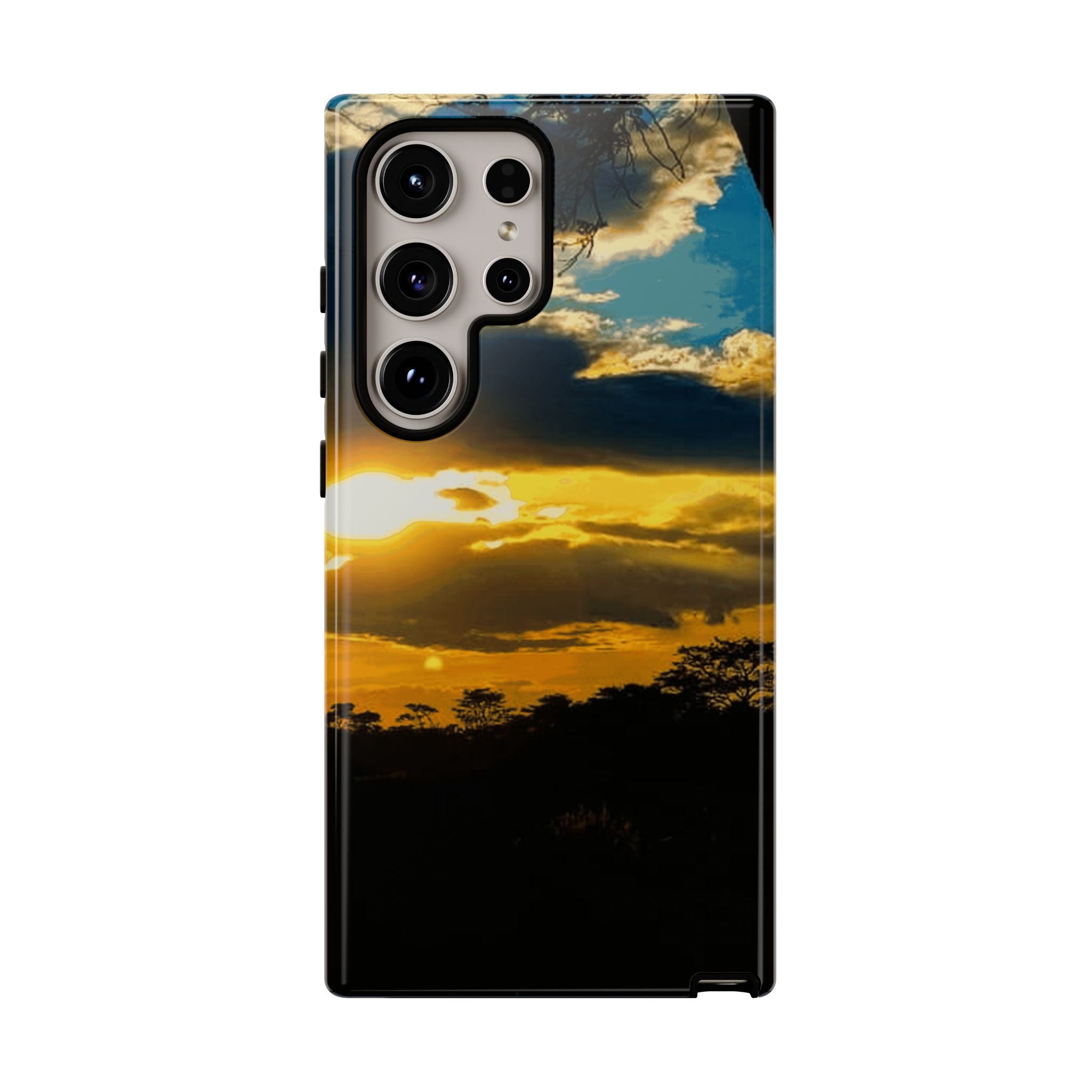 Sunset Sky Tough Phone Case – Durable Protective Phone Cover with Golden Clouds Design