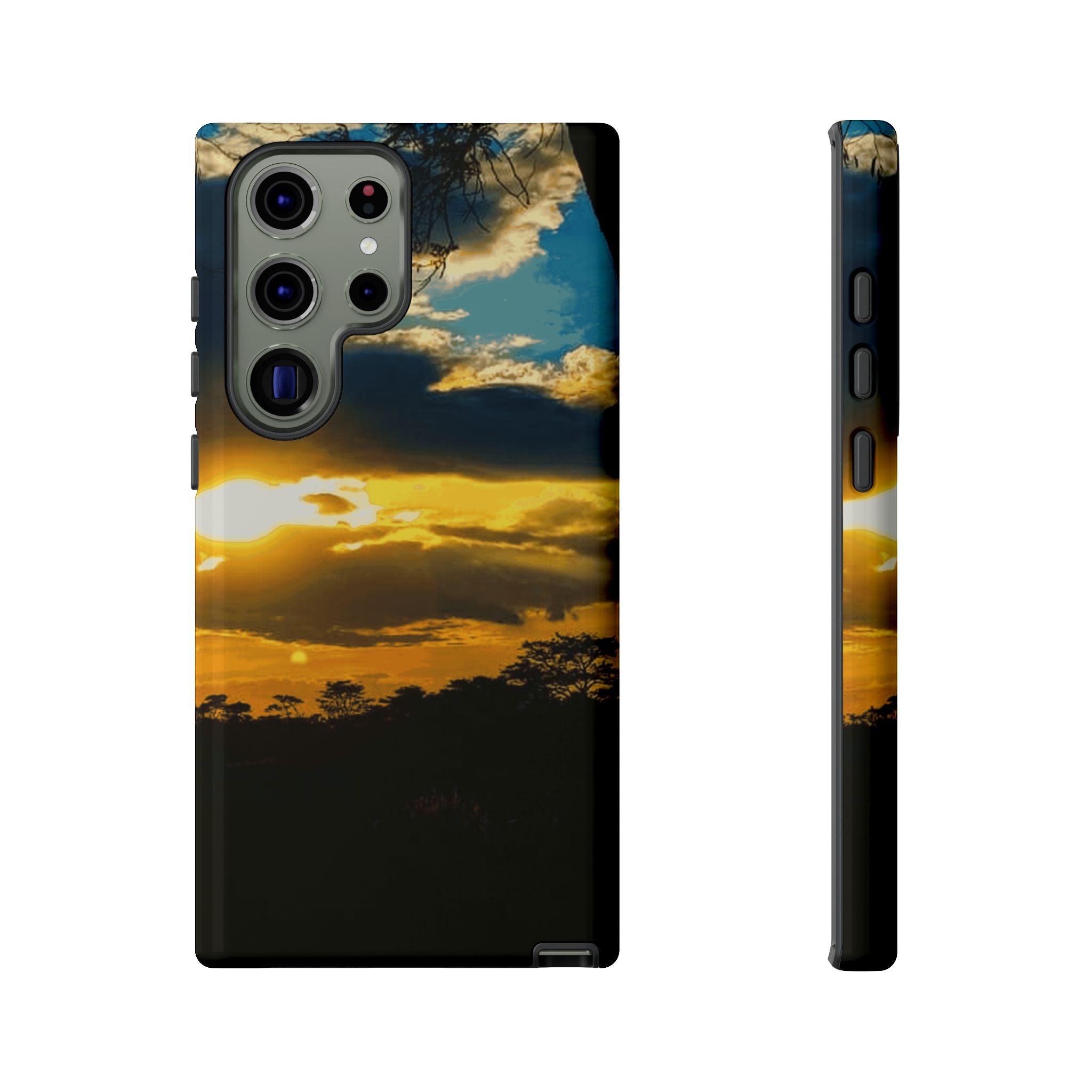 Sunset Sky Tough Phone Case – Durable Protective Phone Cover with Golden Clouds Design