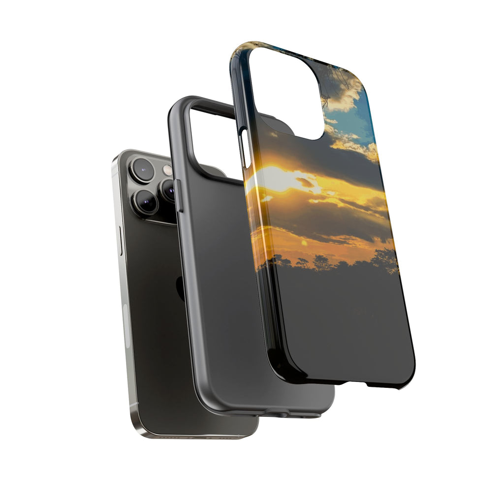 Sunset Sky Tough Phone Case – Durable Protective Phone Cover with Golden Clouds Design
