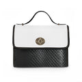 Leather-Trim Canvas Satchel Bag – Waterproof Black & White Crossbody