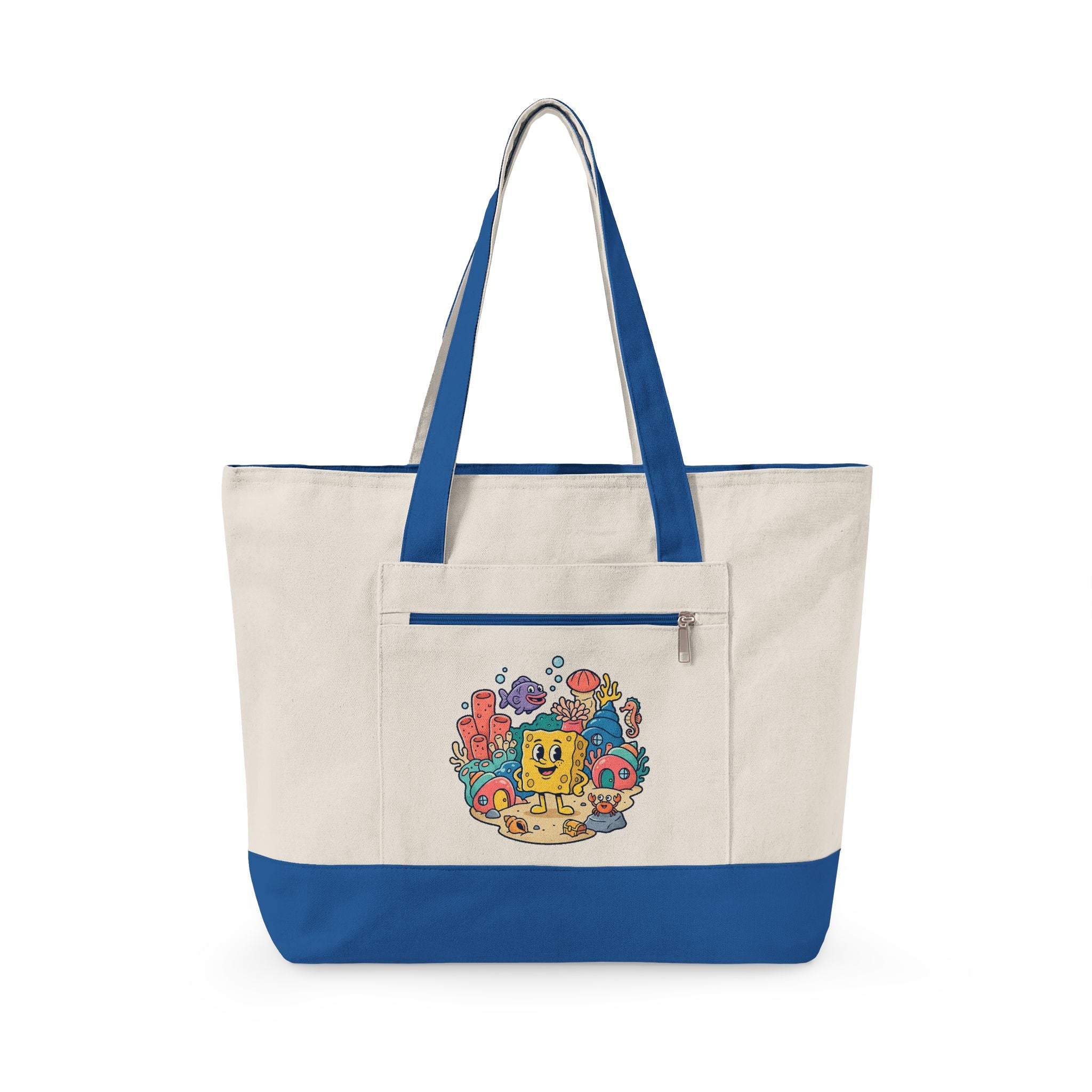 Canvas Tote Bag — Colorful Cartoon Sea Creature Design