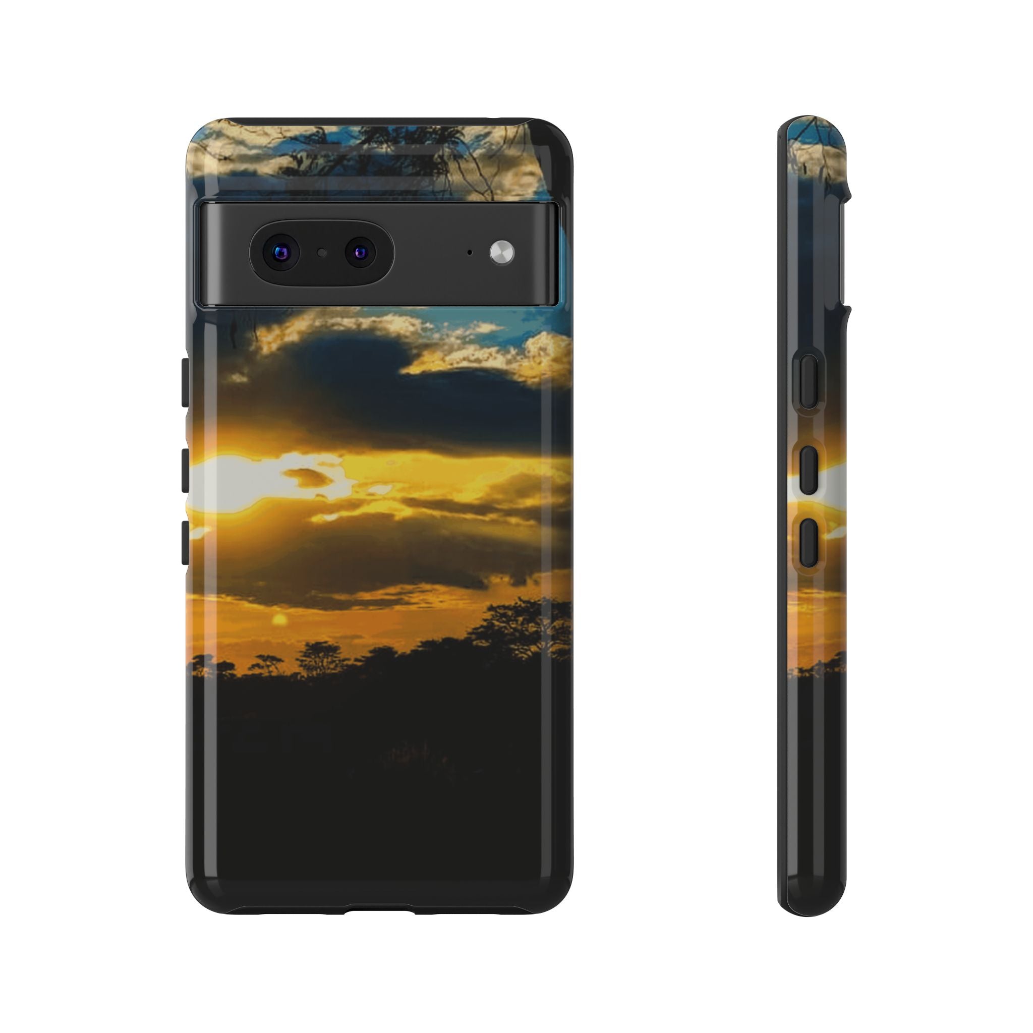 Sunset Sky Tough Phone Case – Durable Protective Phone Cover with Golden Clouds Design