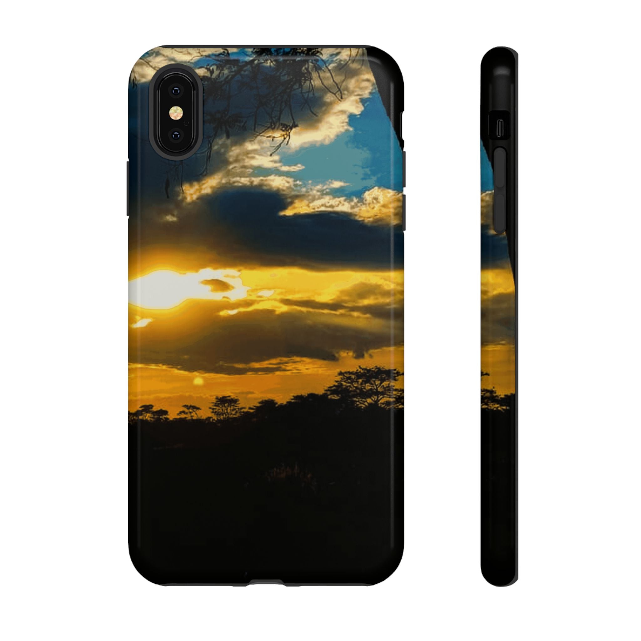 Sunset Sky Tough Phone Case – Durable Protective Phone Cover with Golden Clouds Design