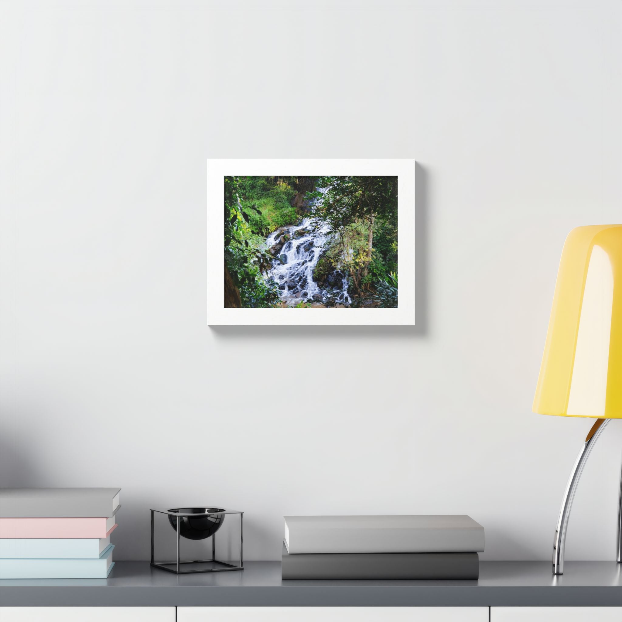 Waterfall Framed Poster — Lush Forest Nature Wall Art