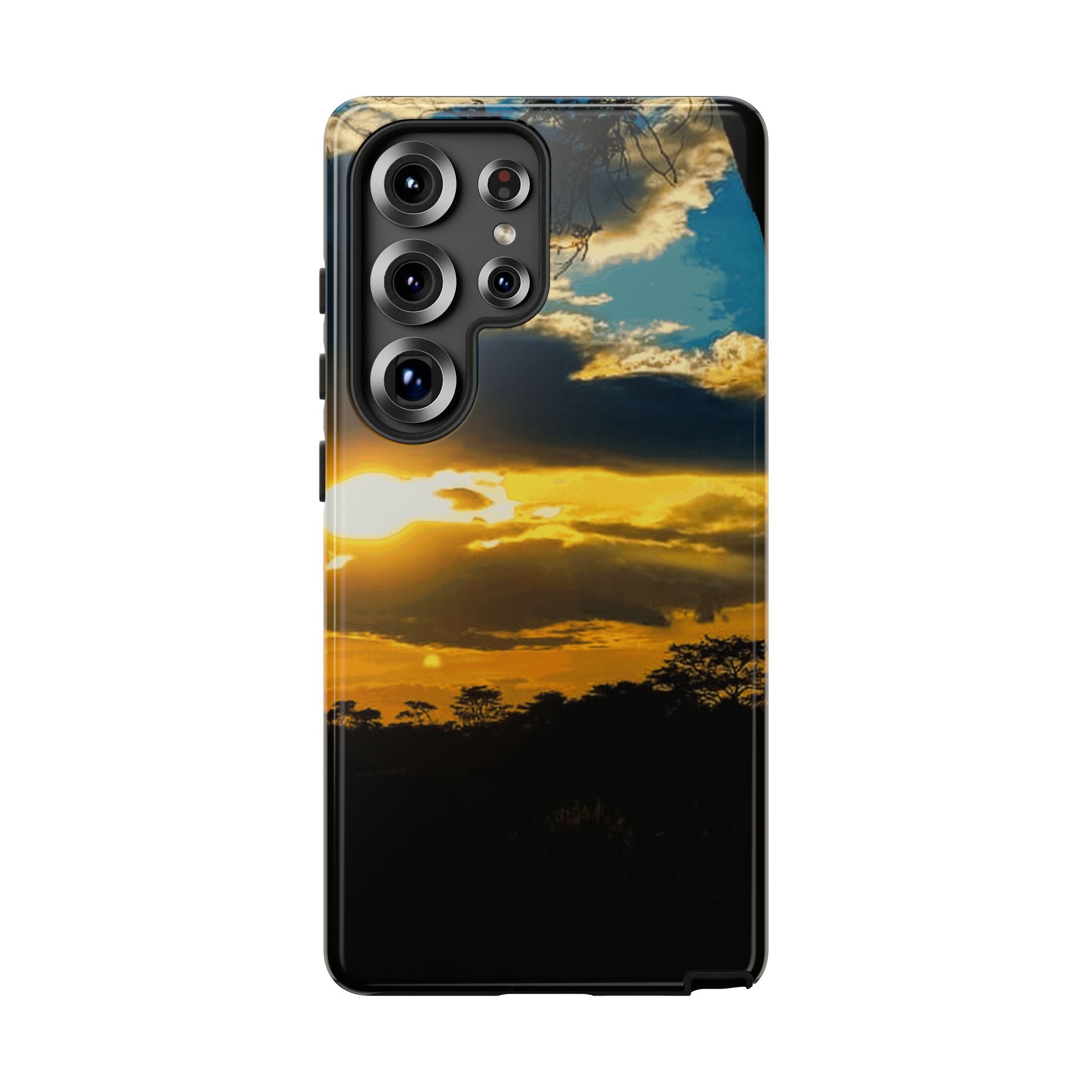 Sunset Sky Tough Phone Case – Durable Protective Phone Cover with Golden Clouds Design