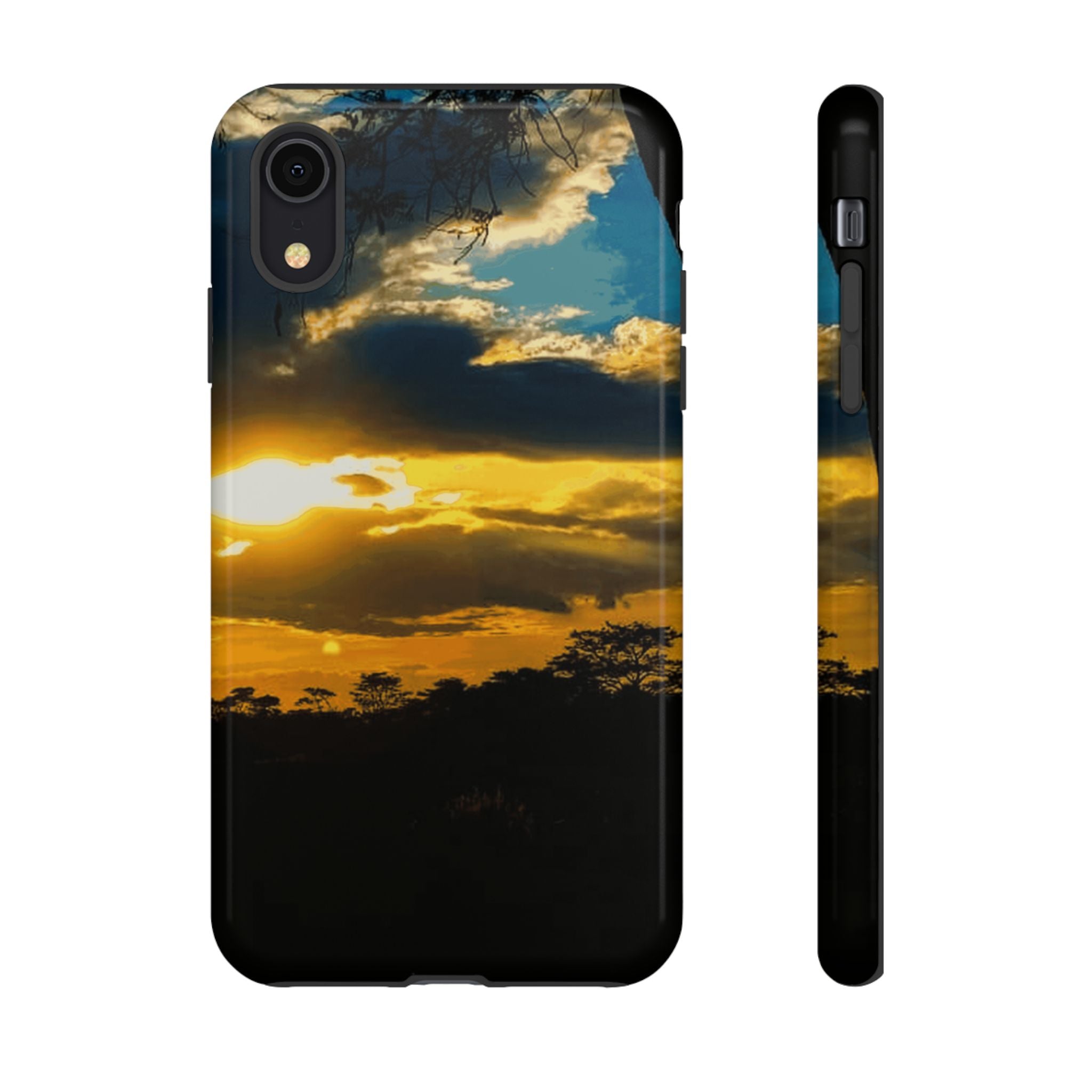 Sunset Sky Tough Phone Case – Durable Protective Phone Cover with Golden Clouds Design