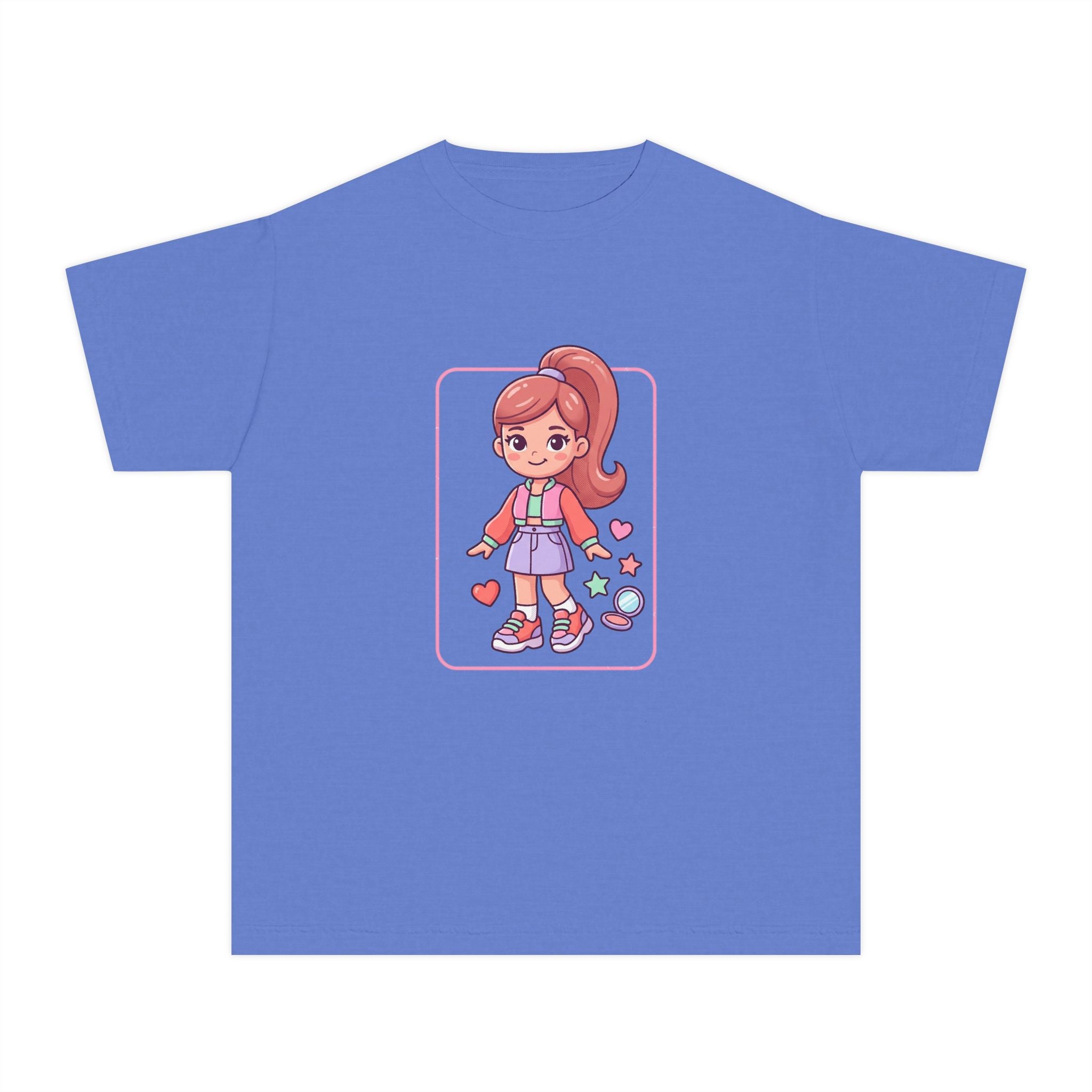 Cute Gamer Girl Youth Tee — Kawaii Cartoon Character Shirt for Kids
