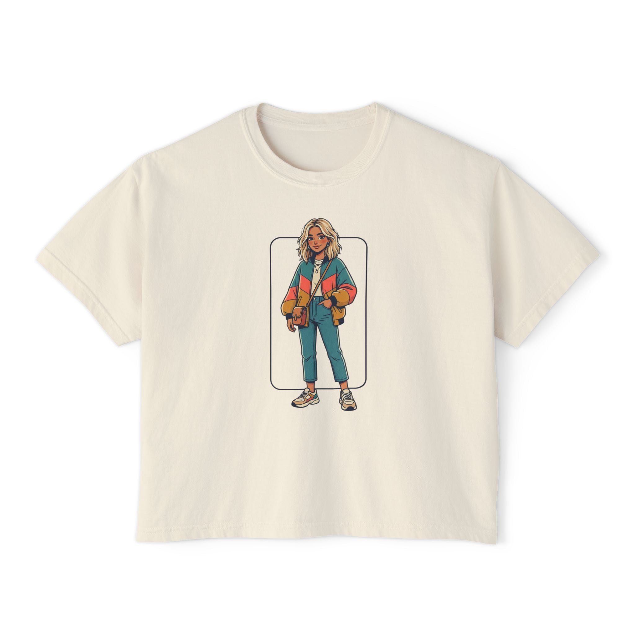 Boxy Tee — Retro Street Style Girl Graphic Shirt
